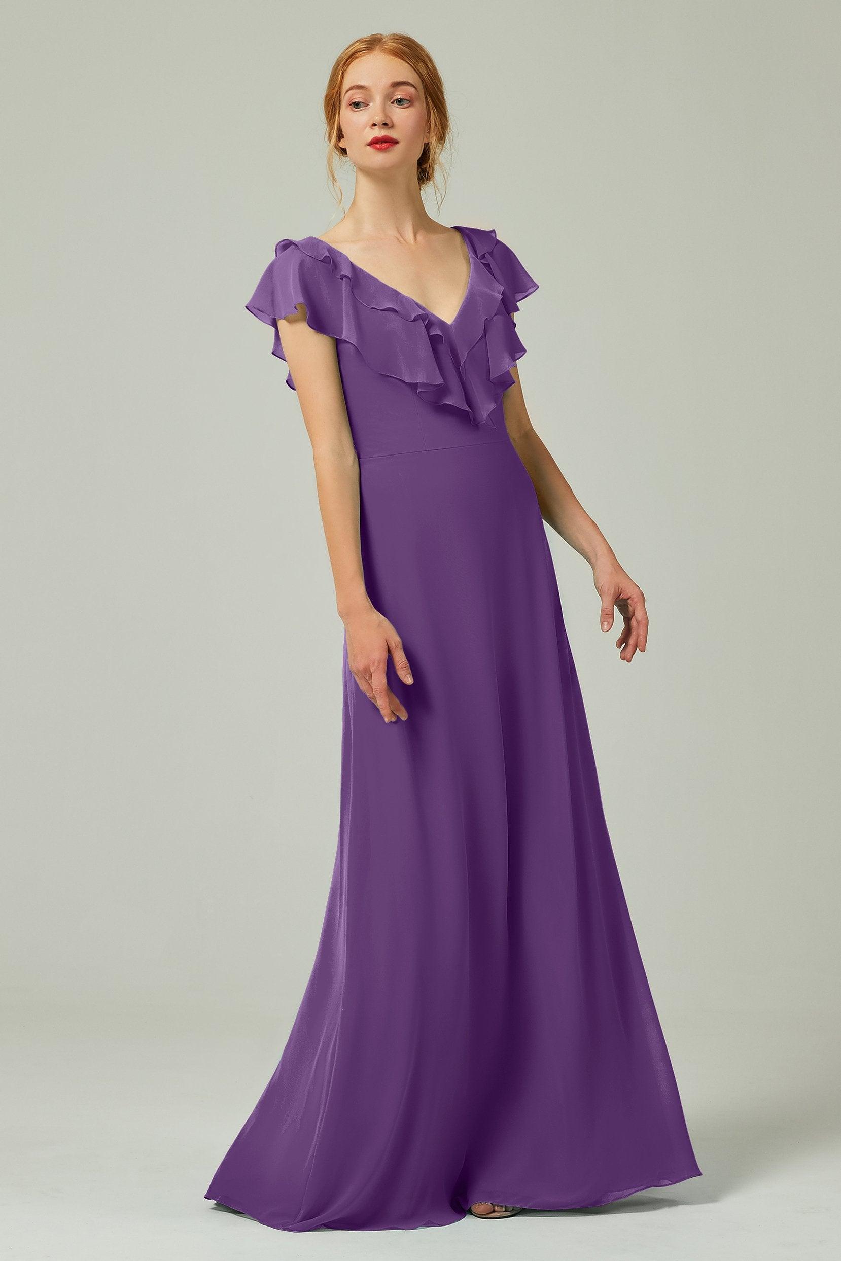 A-Line Floor Length Chiffon Bridesmaid Dress CB0323 - COCOMELODY