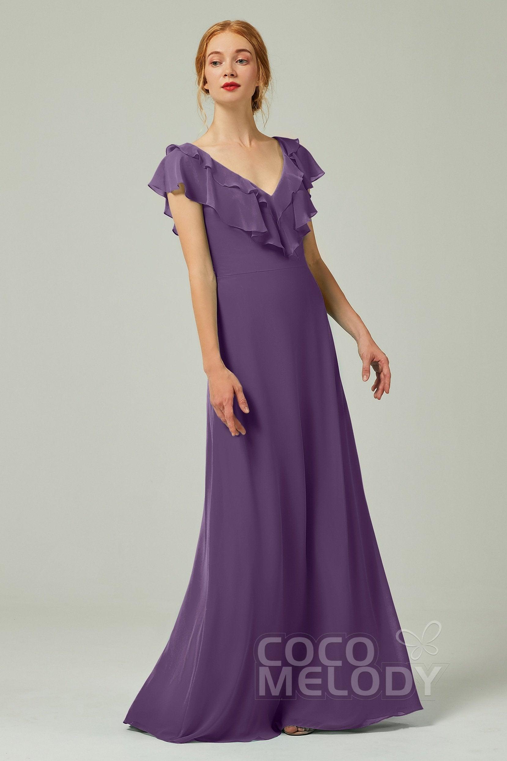 A-Line Floor Length Chiffon Bridesmaid Dress CB0323 - COCOMELODY
