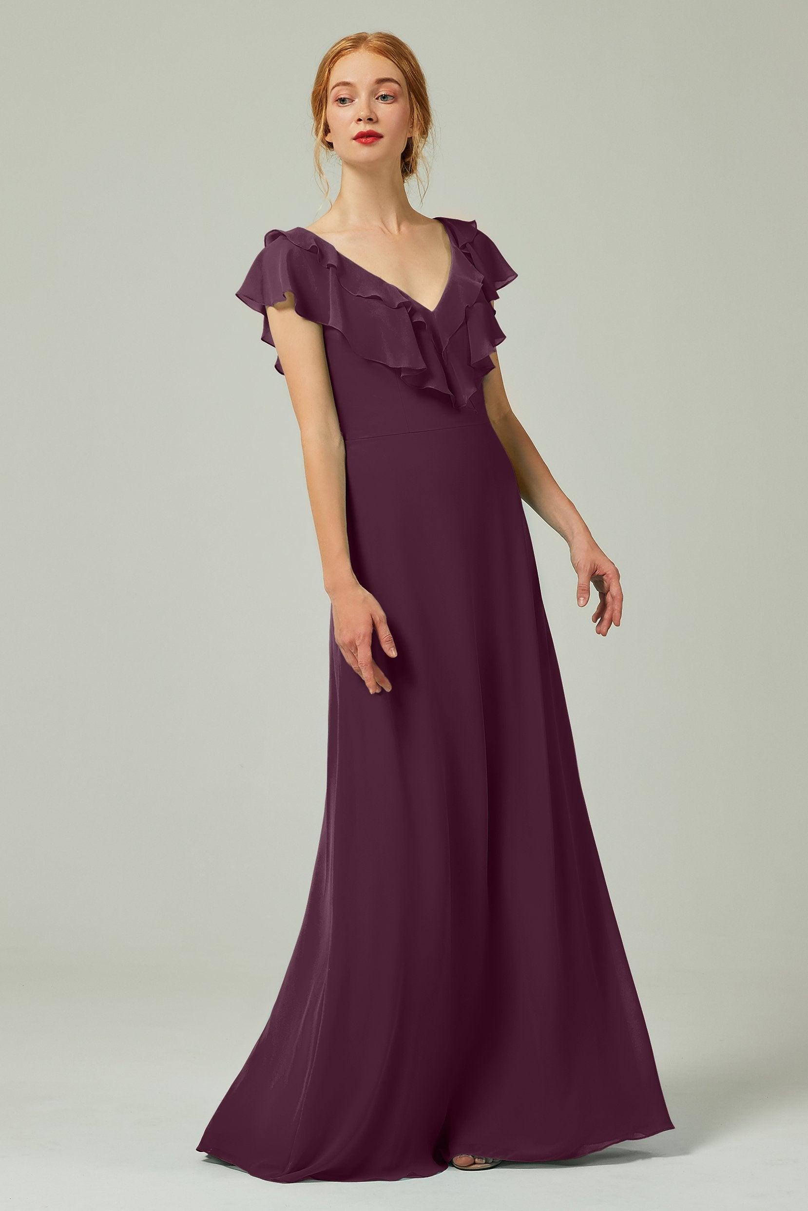 A-Line Floor Length Chiffon Bridesmaid Dress CB0323 - COCOMELODY
