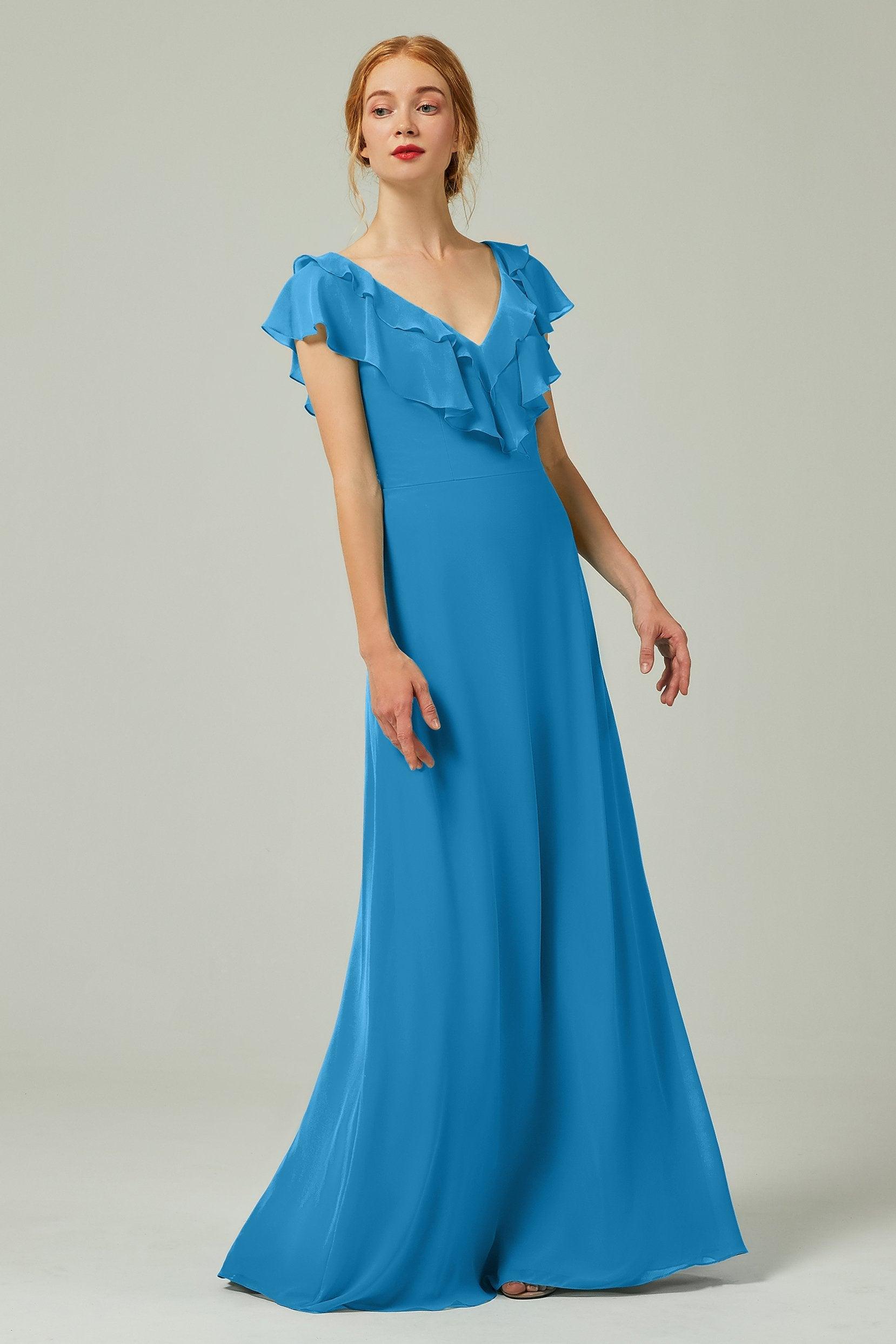 A-Line Floor Length Chiffon Bridesmaid Dress CB0323 - COCOMELODY