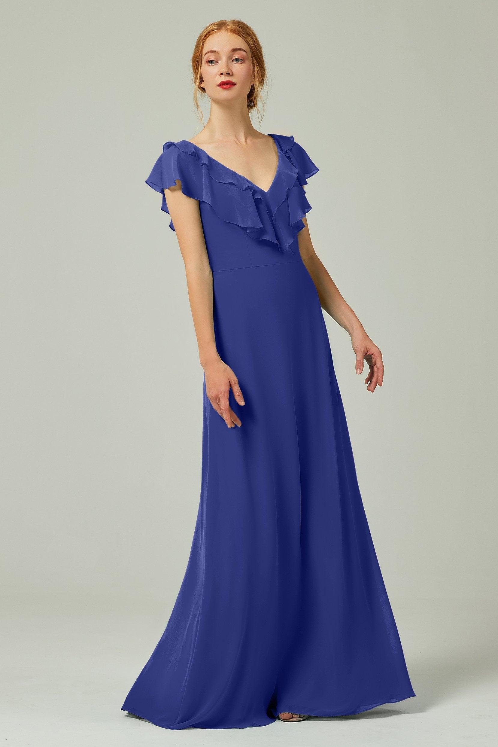 A-Line Floor Length Chiffon Bridesmaid Dress CB0323 - COCOMELODY