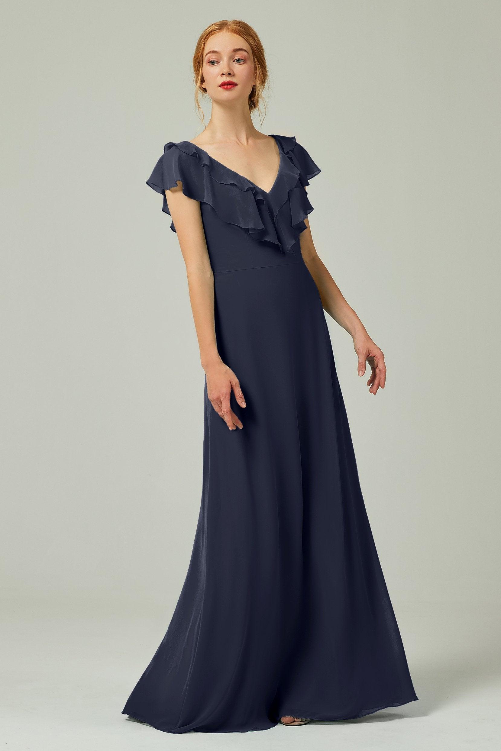 A-Line Floor Length Chiffon Bridesmaid Dress CB0323 - COCOMELODY