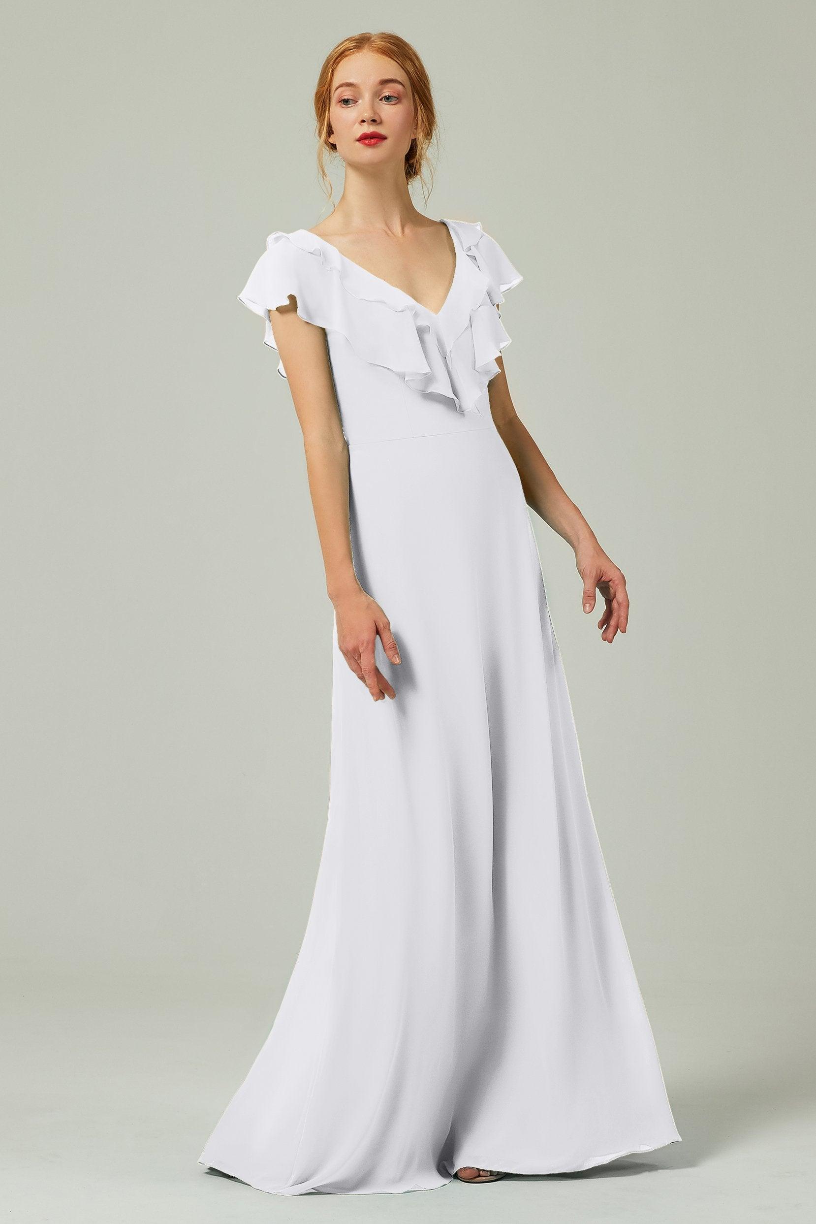 A-Line Floor Length Chiffon Bridesmaid Dress CB0323 - COCOMELODY