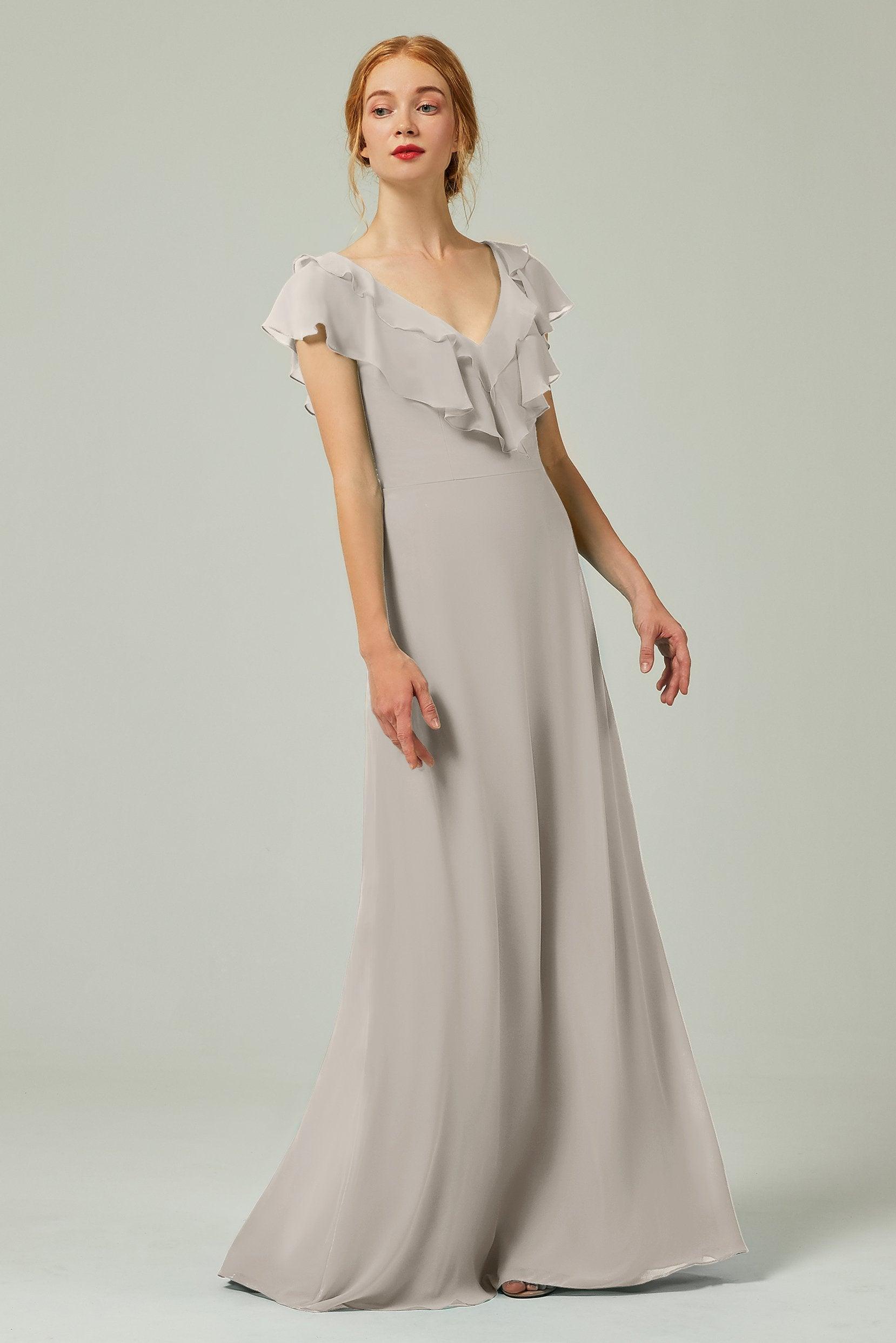 A-Line Floor Length Chiffon Bridesmaid Dress CB0323 - COCOMELODY