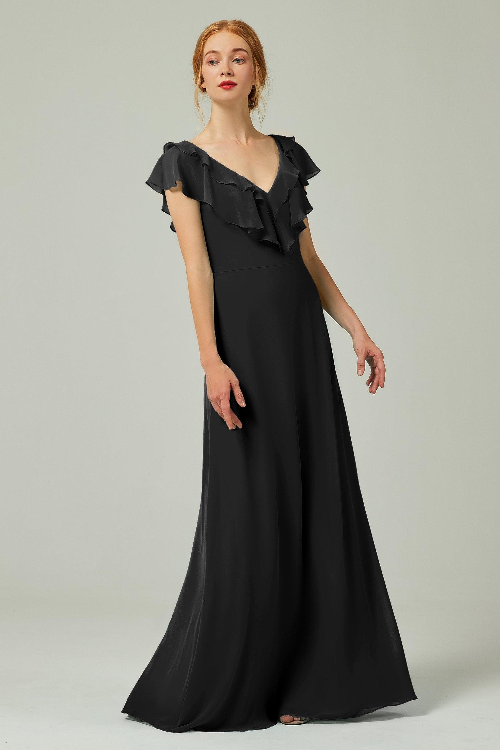 A-Line Floor Length Chiffon Bridesmaid Dress CB0323 - COCOMELODY