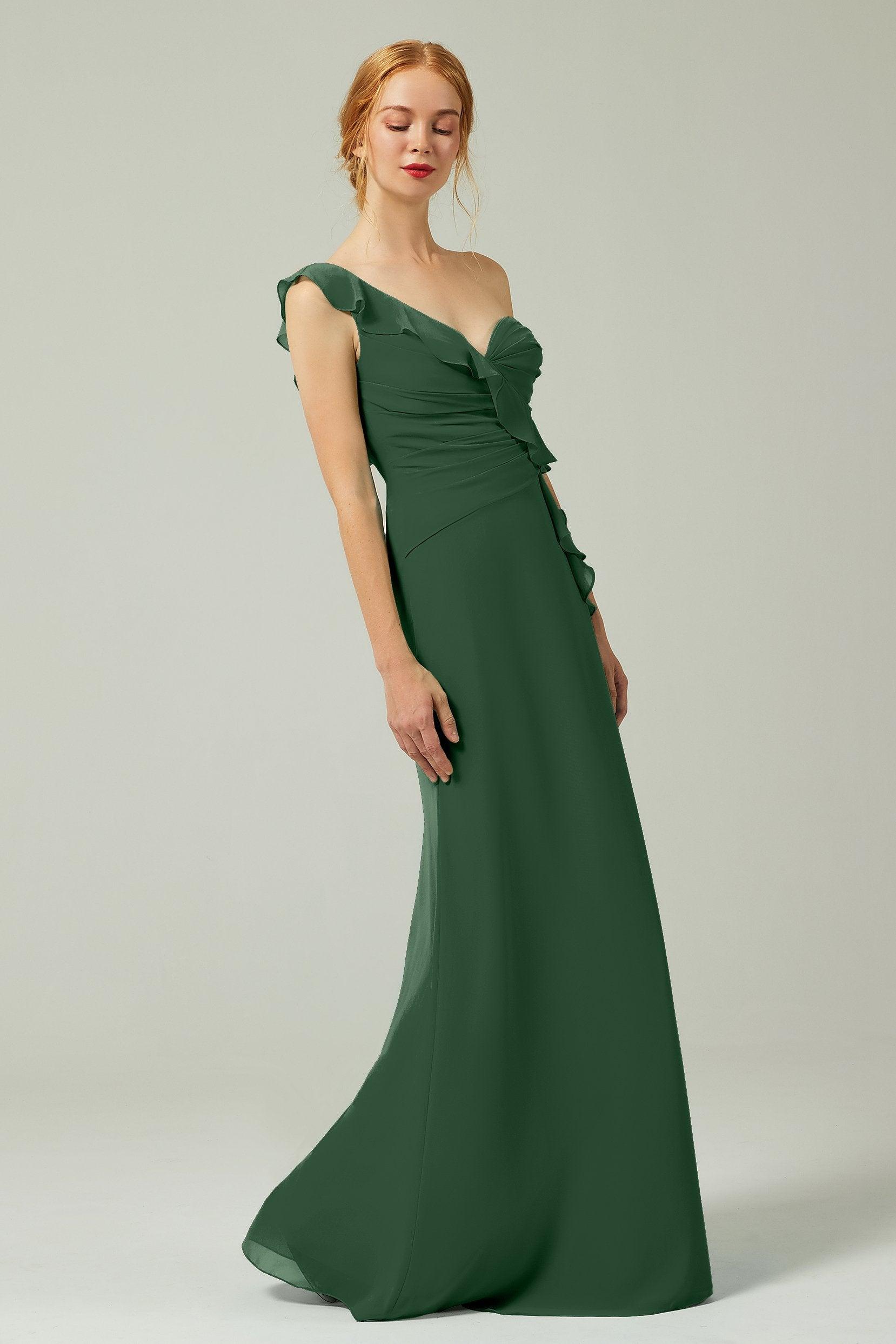 Sheath-Column Floor Length Chiffon Bridesmaid Dress CB0324 - COCOMELODY