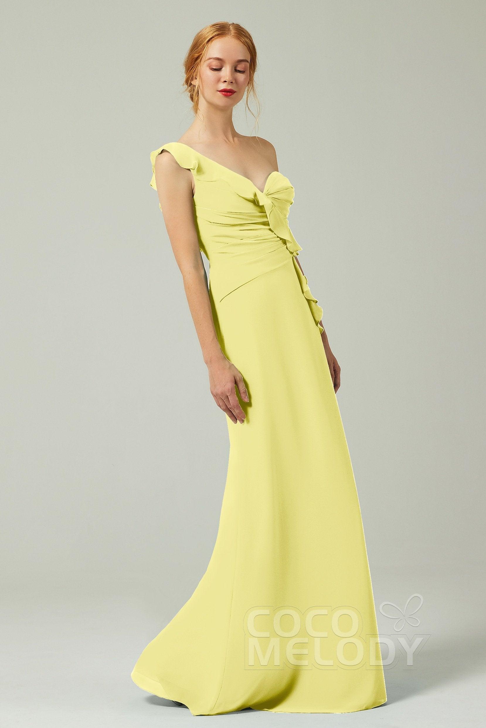 Sheath-Column Floor Length Chiffon Bridesmaid Dress CB0324 - COCOMELODY