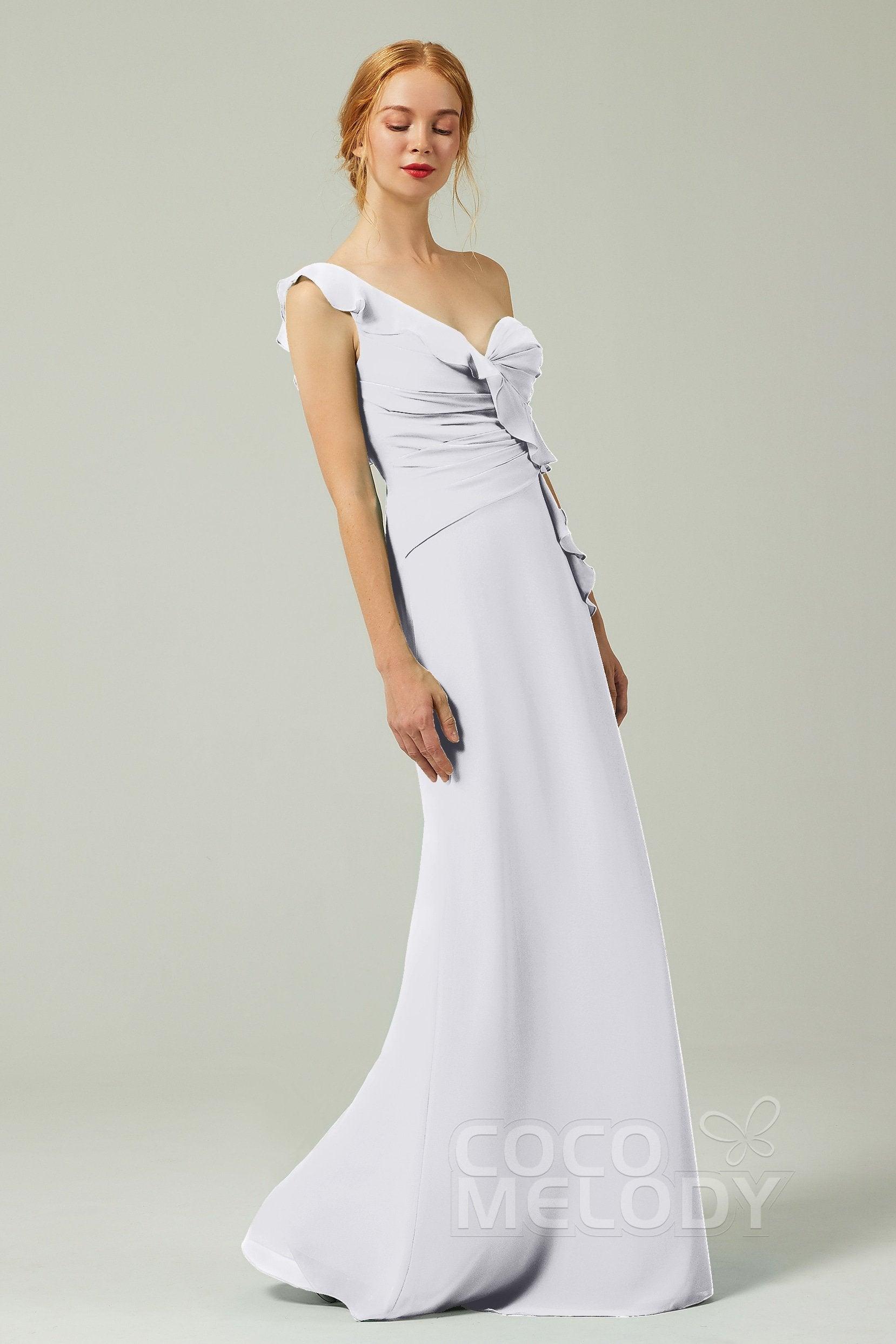 Sheath-Column Floor Length Chiffon Bridesmaid Dress CB0324 - COCOMELODY
