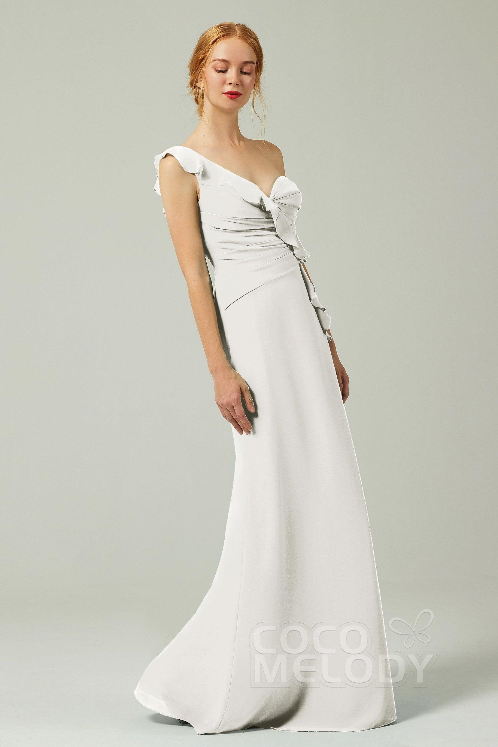 Sheath-Column Floor Length Chiffon Bridesmaid Dress CB0324 - COCOMELODY