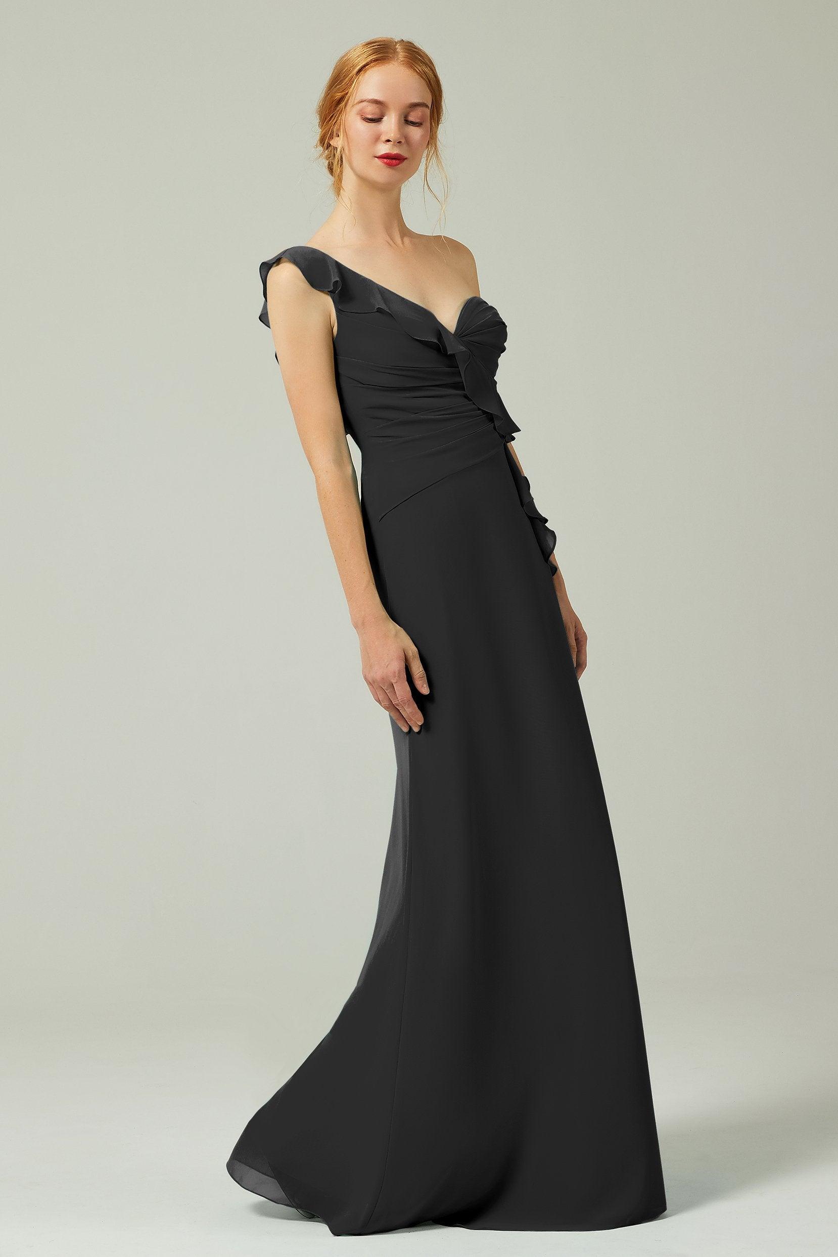 Sheath-Column Floor Length Chiffon Bridesmaid Dress CB0324 - COCOMELODY