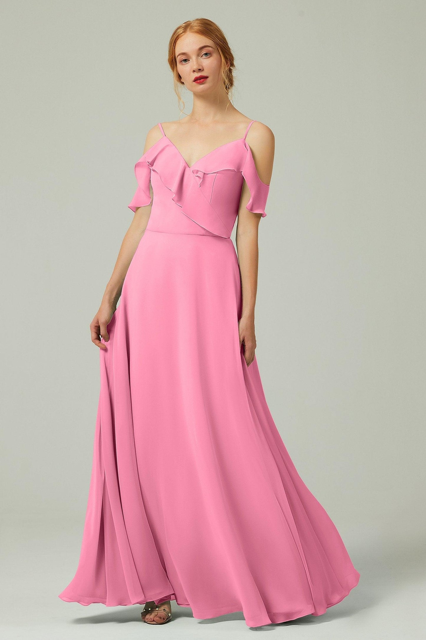 A-Line Floor Length Chiffon Bridesmaid Dress CB0326 - COCOMELODY