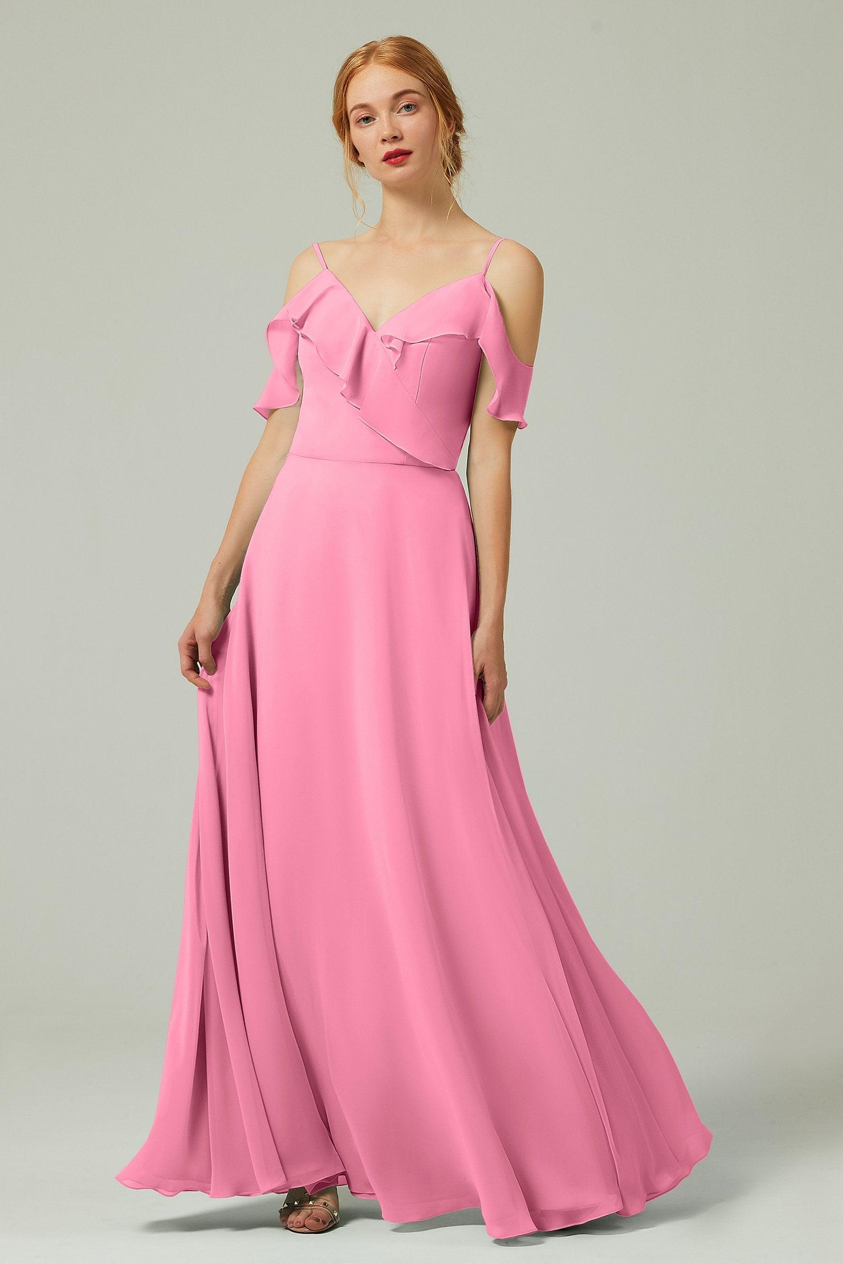 A-Line Floor Length Chiffon Bridesmaid Dress CB0326 - COCOMELODY