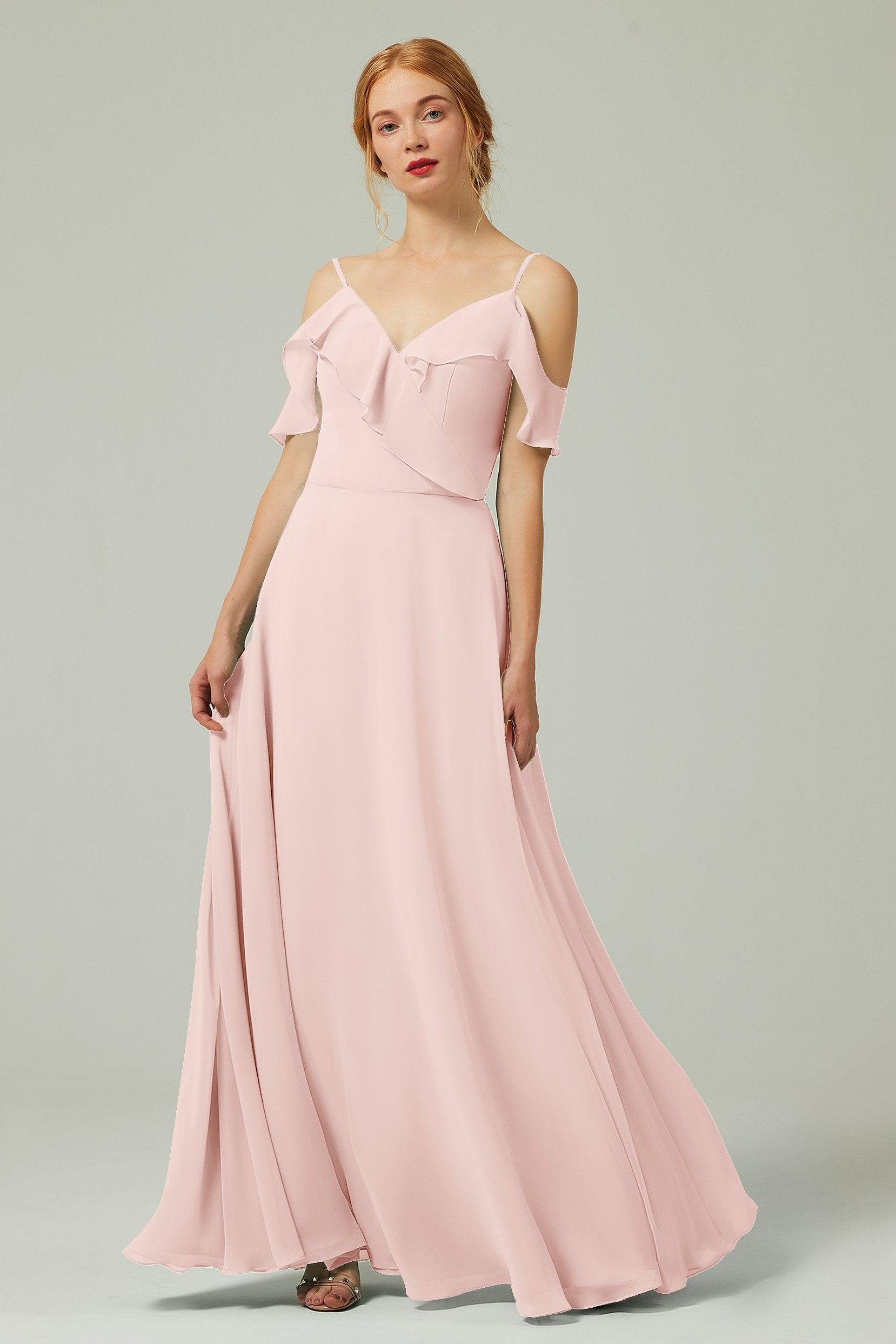 A-Line Floor Length Chiffon Bridesmaid Dress CB0326 - COCOMELODY