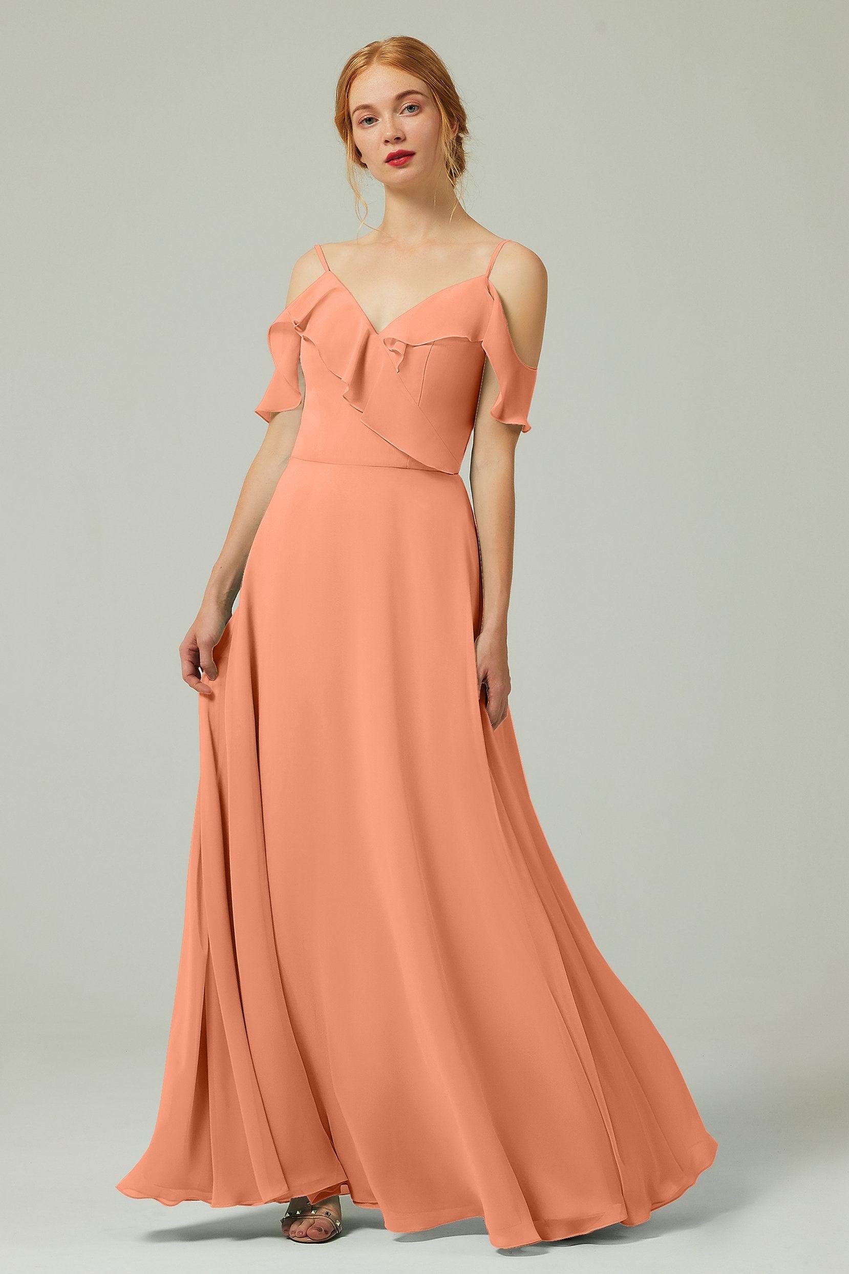 A-Line Floor Length Chiffon Bridesmaid Dress CB0326 - COCOMELODY