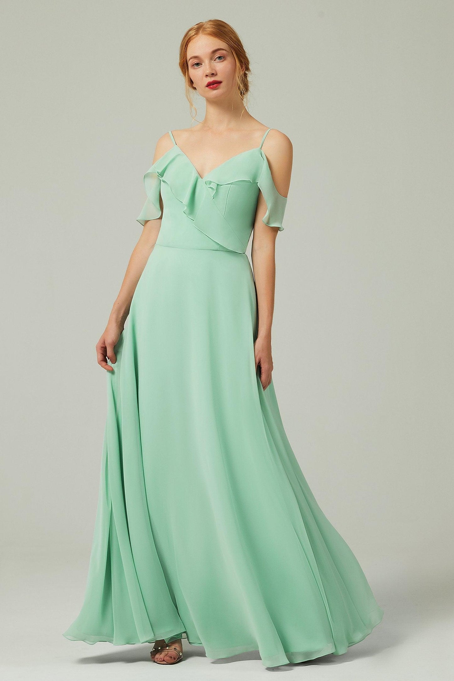 A-Line Floor Length Chiffon Bridesmaid Dress CB0326