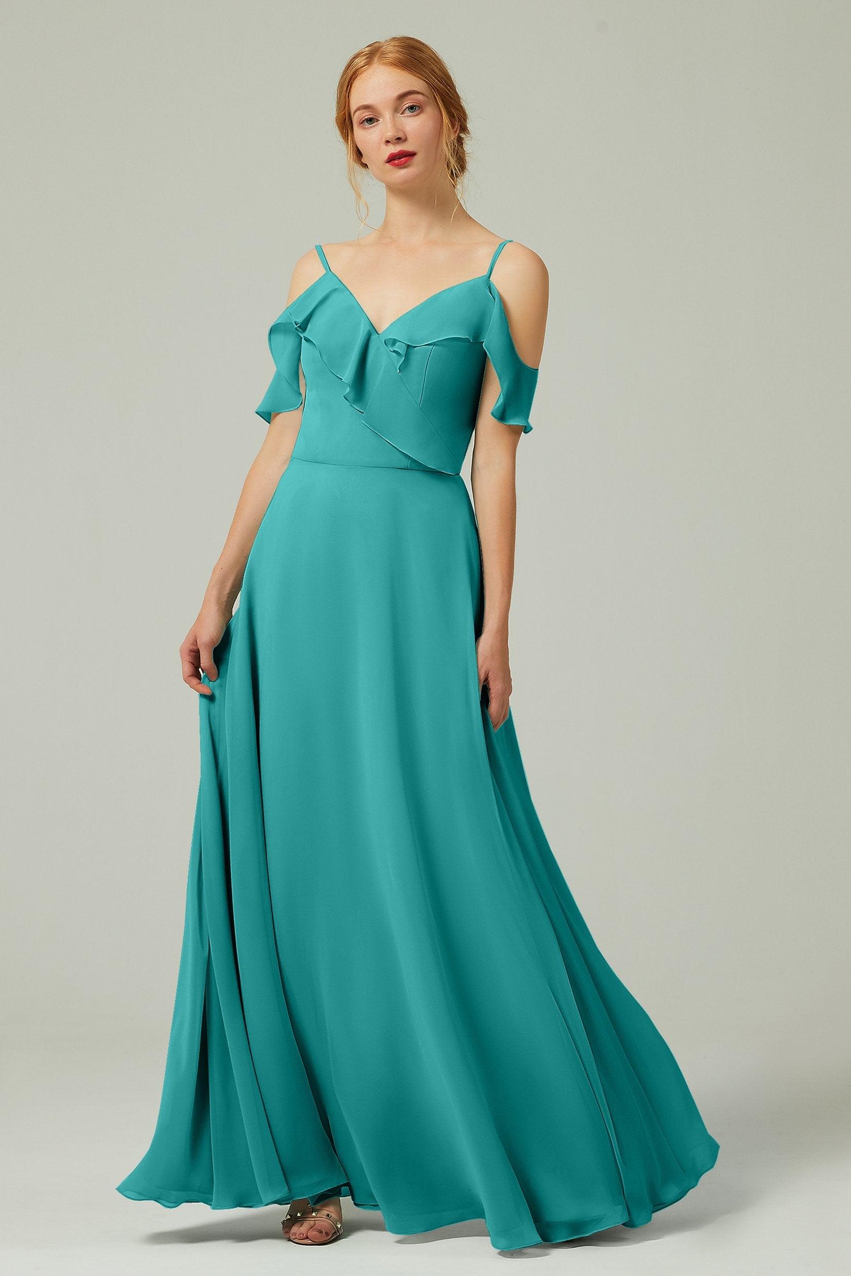 A-Line Floor Length Chiffon Bridesmaid Dress CB0326 - COCOMELODY