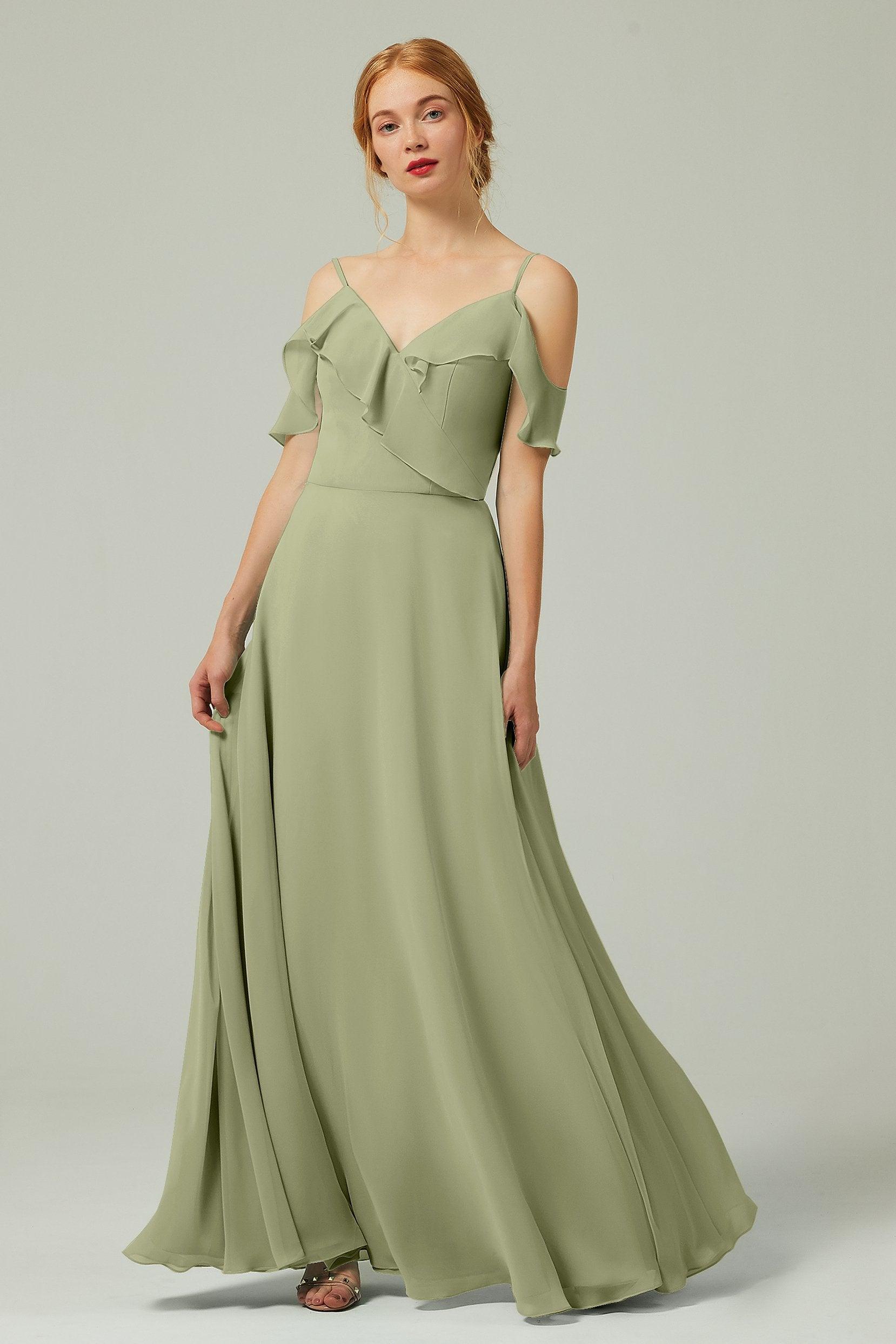 A-Line Floor Length Chiffon Bridesmaid Dress CB0326 - COCOMELODY