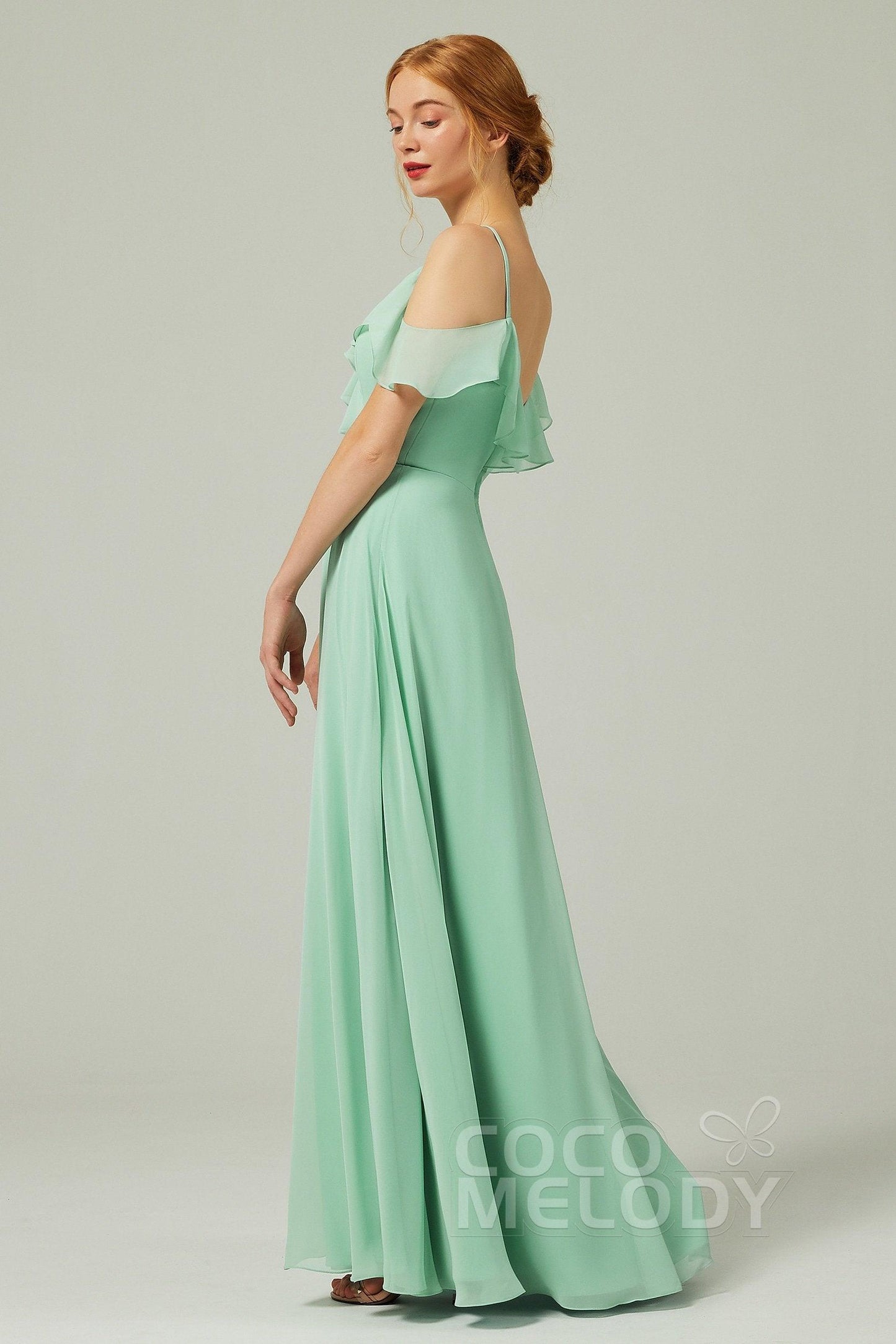 A-Line Floor Length Chiffon Bridesmaid Dress CB0326