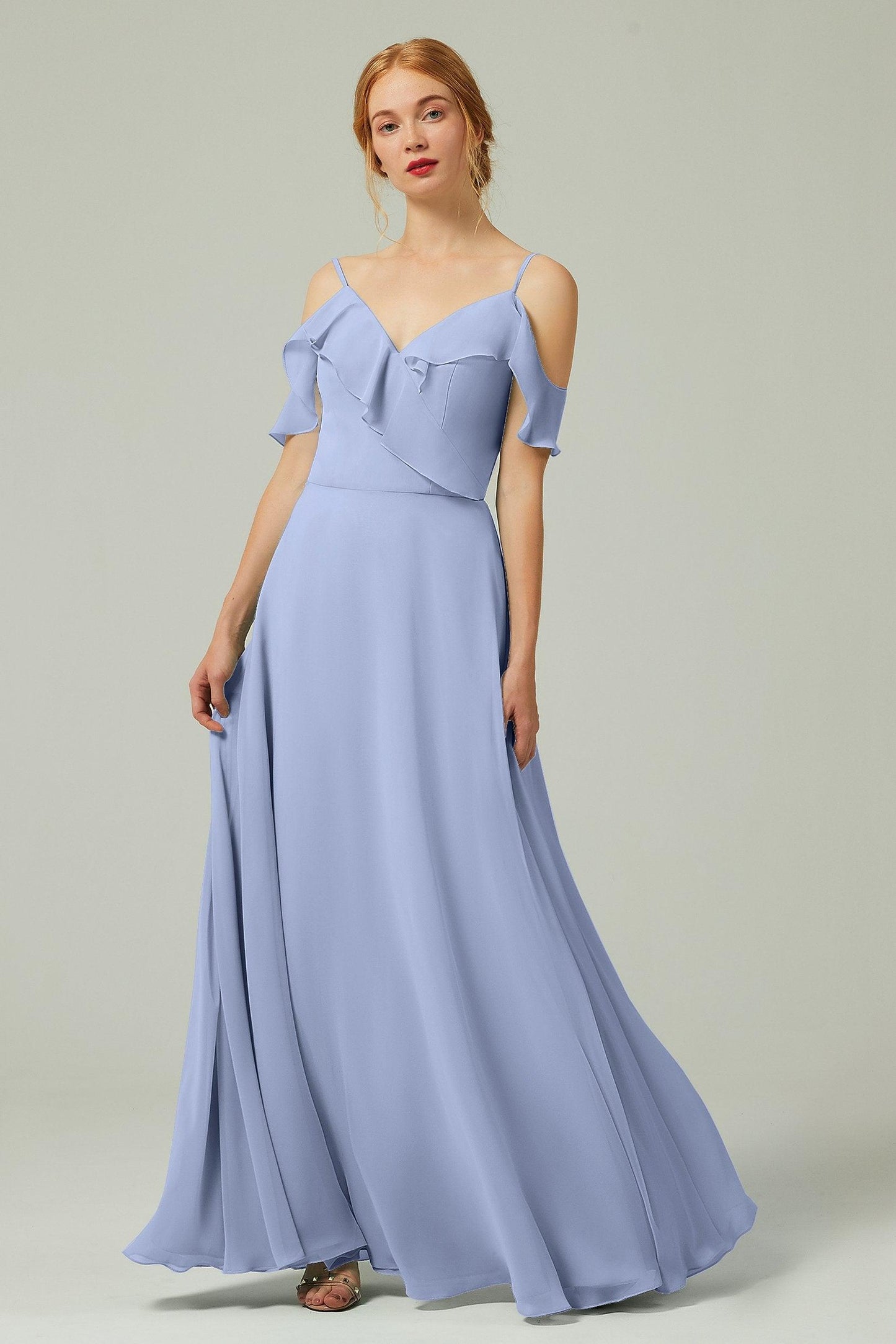 A-Line Floor Length Chiffon Bridesmaid Dress CB0326 - COCOMELODY