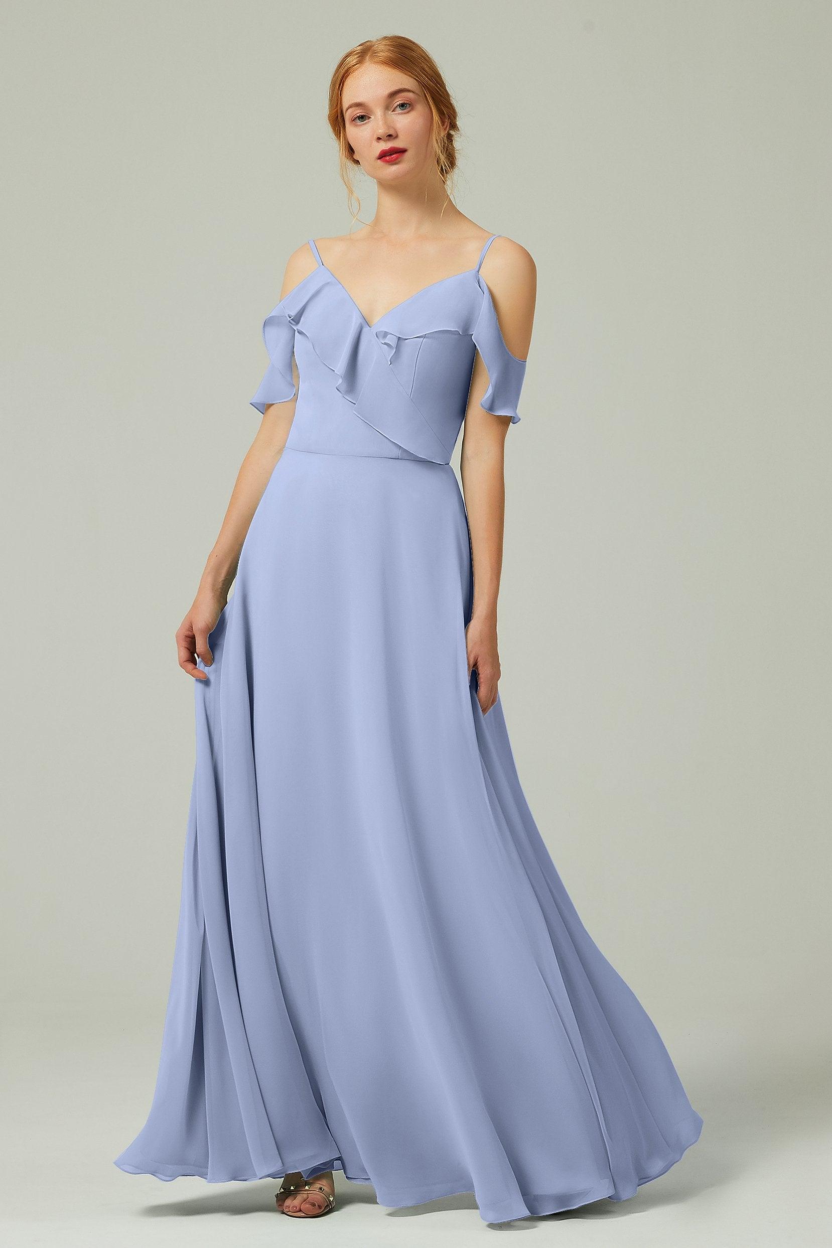 A-Line Floor Length Chiffon Bridesmaid Dress CB0326 - COCOMELODY