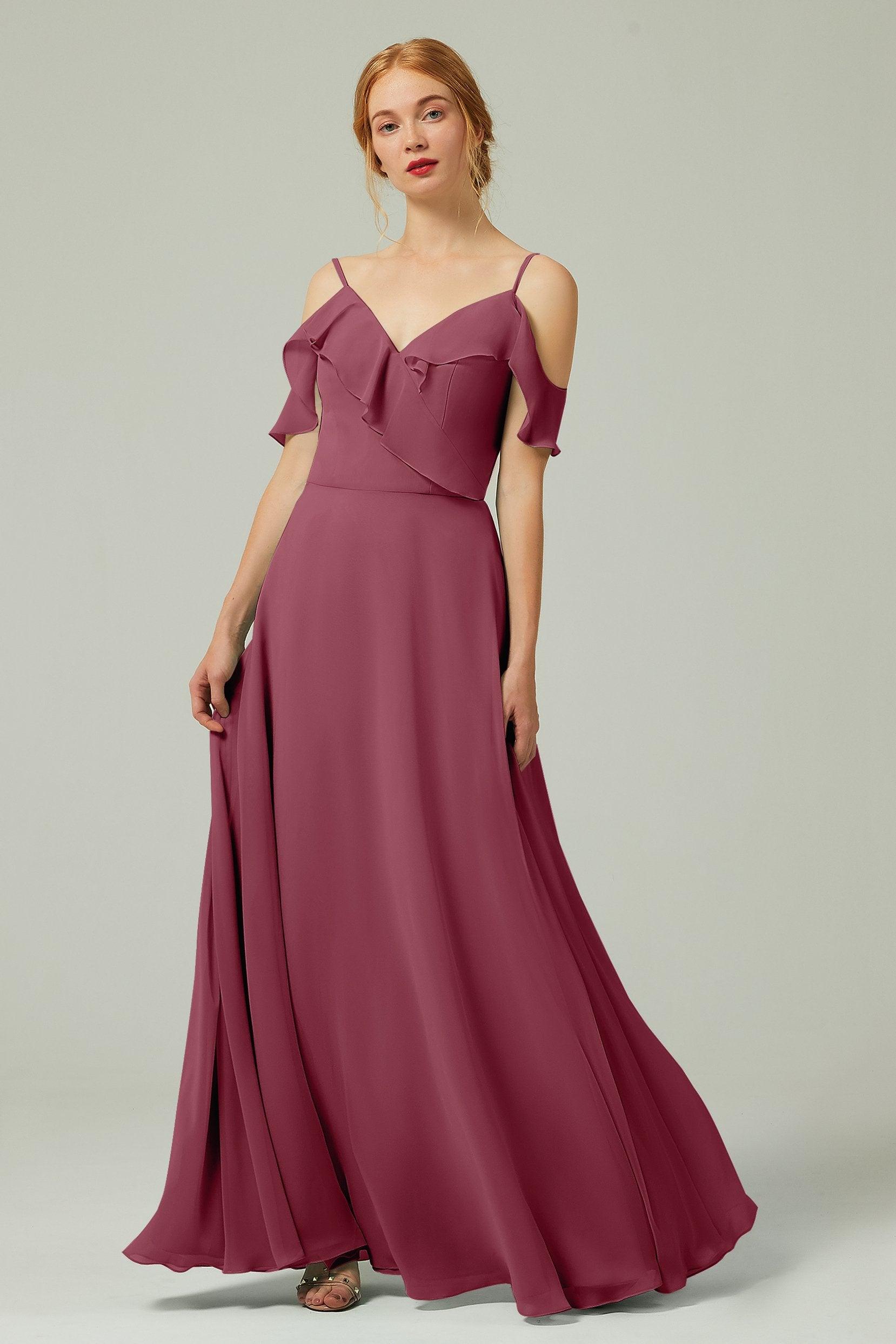 A-Line Floor Length Chiffon Bridesmaid Dress CB0326 - COCOMELODY