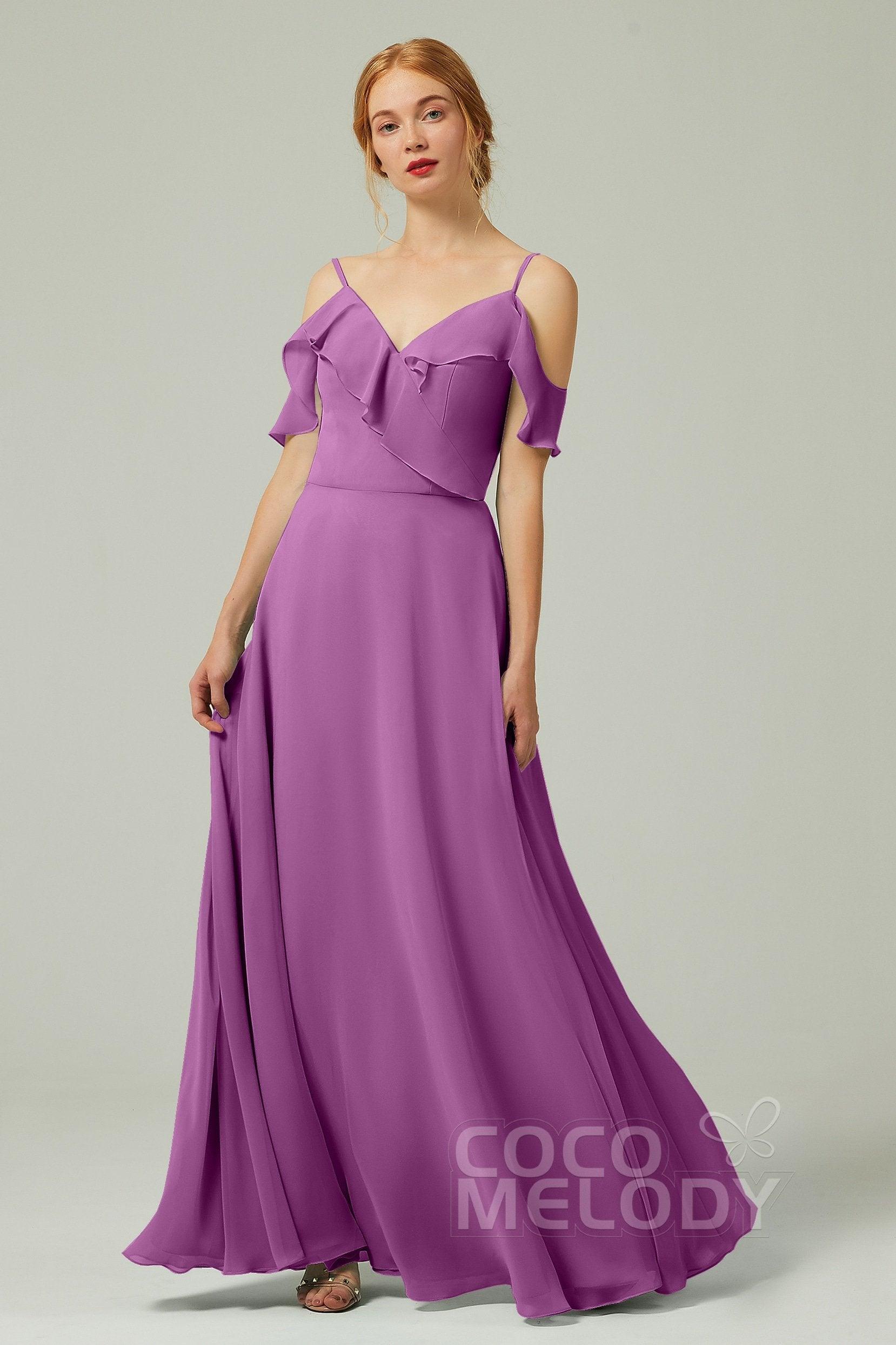 A-Line Floor Length Chiffon Bridesmaid Dress CB0326 - COCOMELODY