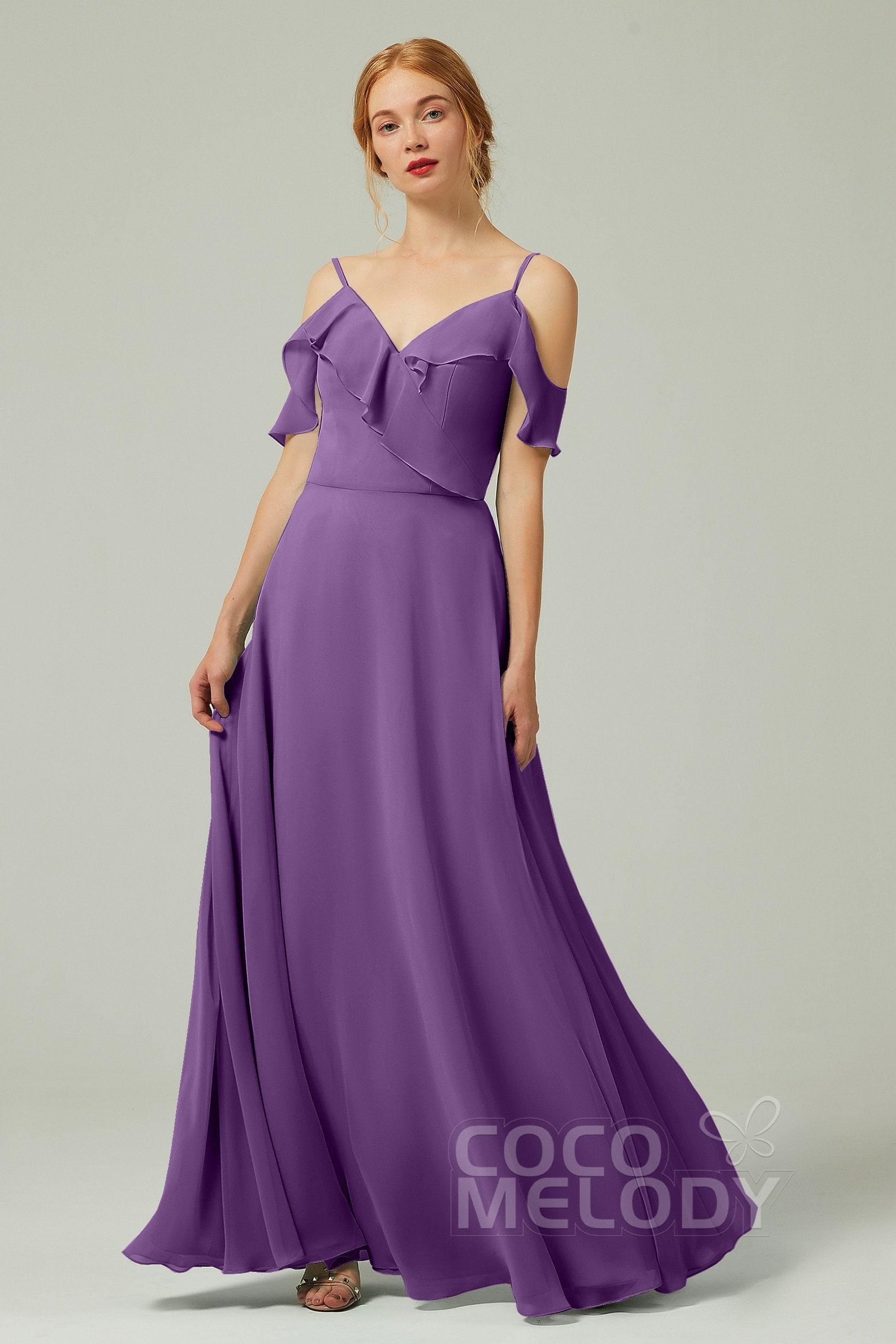 A-Line Floor Length Chiffon Bridesmaid Dress CB0326 - COCOMELODY