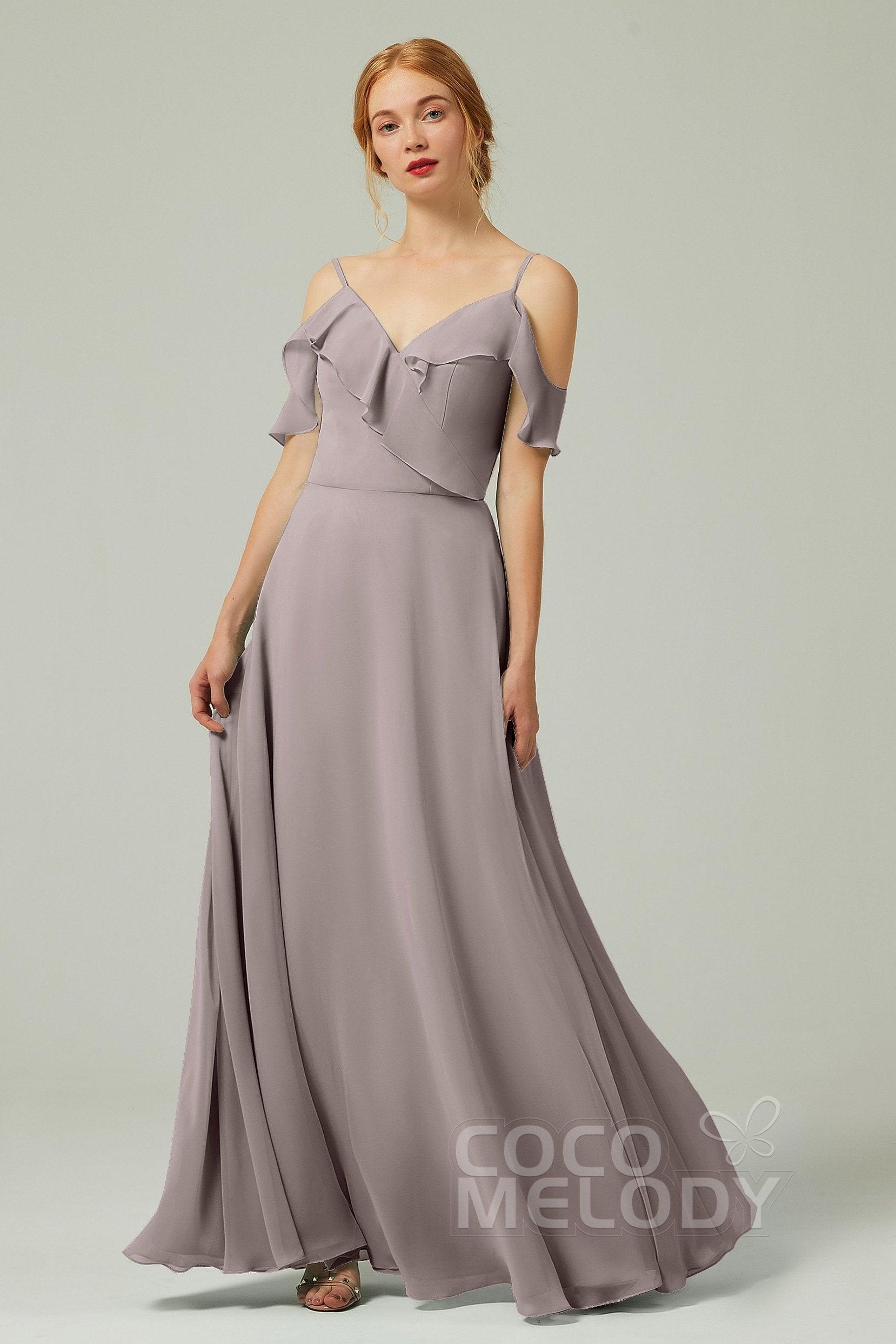 A-Line Floor Length Chiffon Bridesmaid Dress CB0326 - COCOMELODY