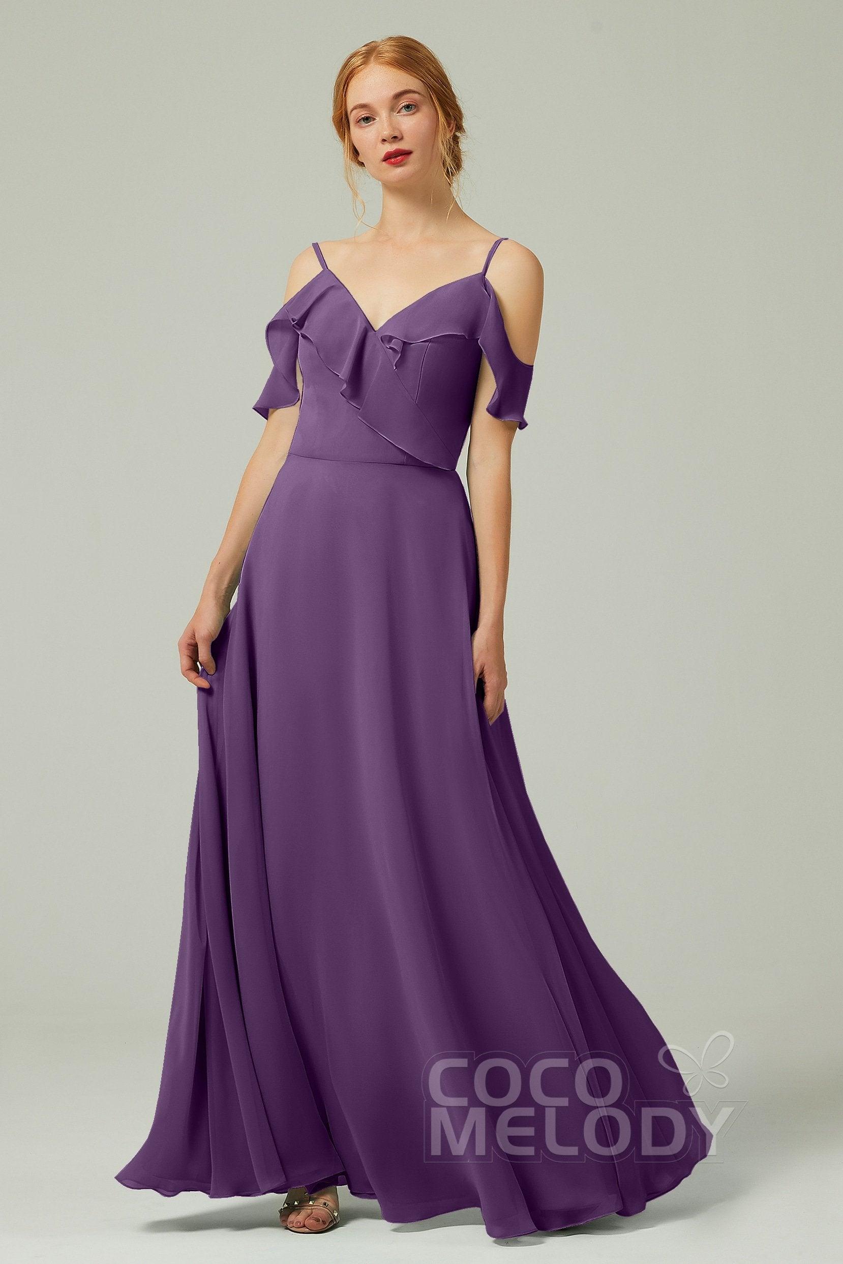 A-Line Floor Length Chiffon Bridesmaid Dress CB0326 - COCOMELODY