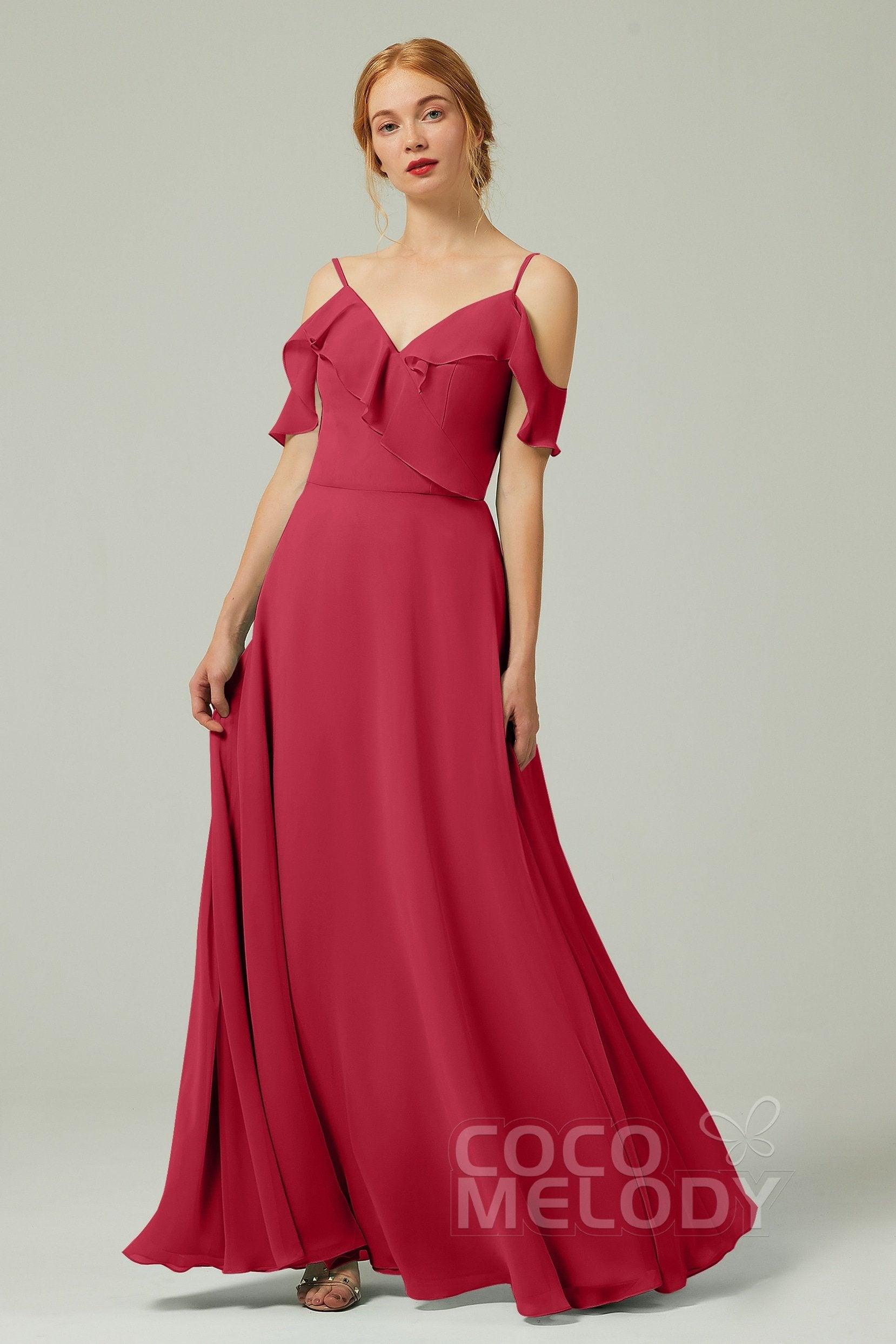 A-Line Floor Length Chiffon Bridesmaid Dress CB0326 - COCOMELODY