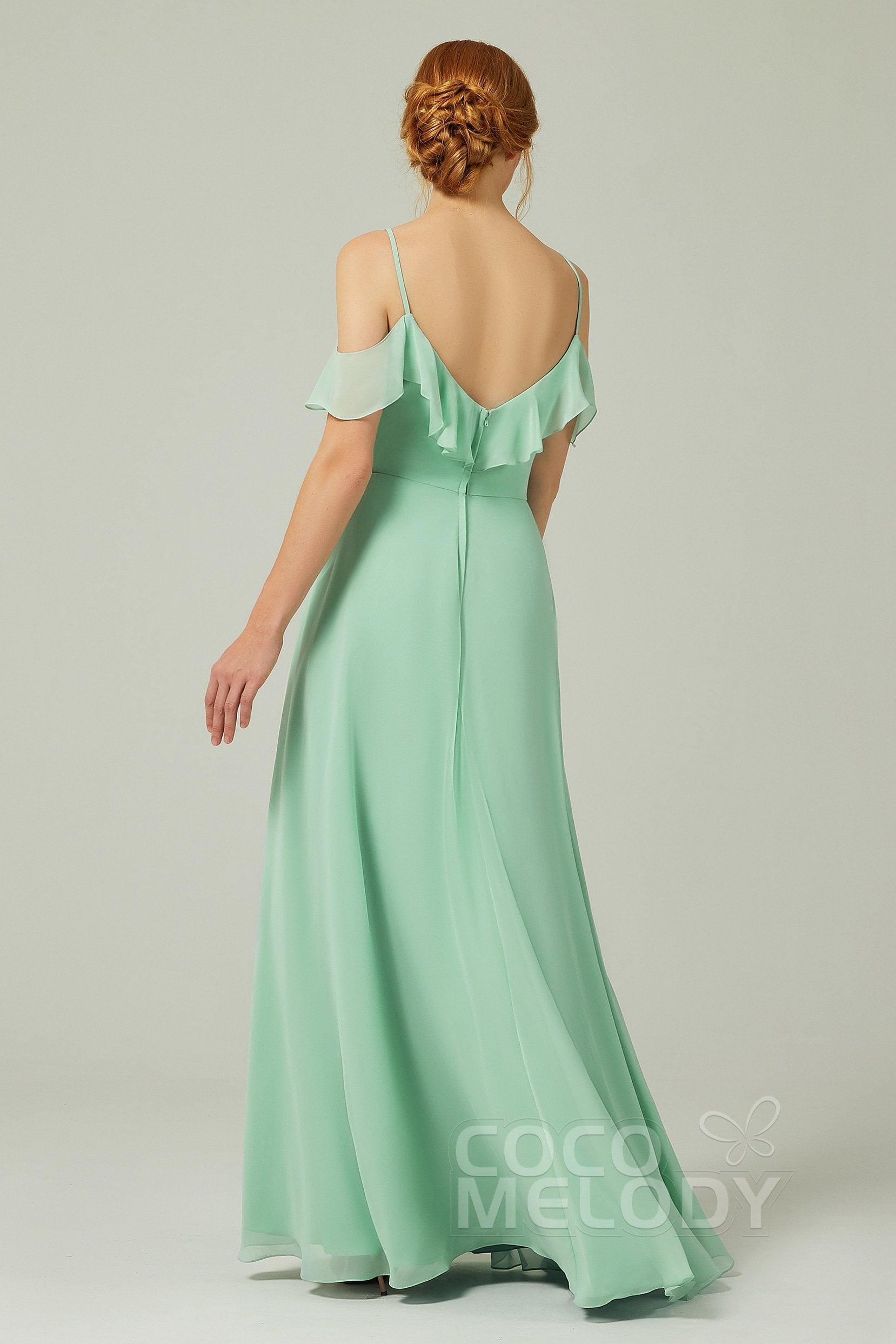A-Line Floor Length Chiffon Bridesmaid Dress CB0326 - COCOMELODY