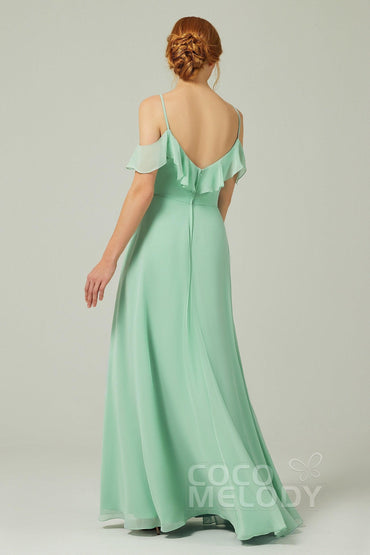 A-Line Floor Length Chiffon Bridesmaid Dress CB0326 - COCOMELODY