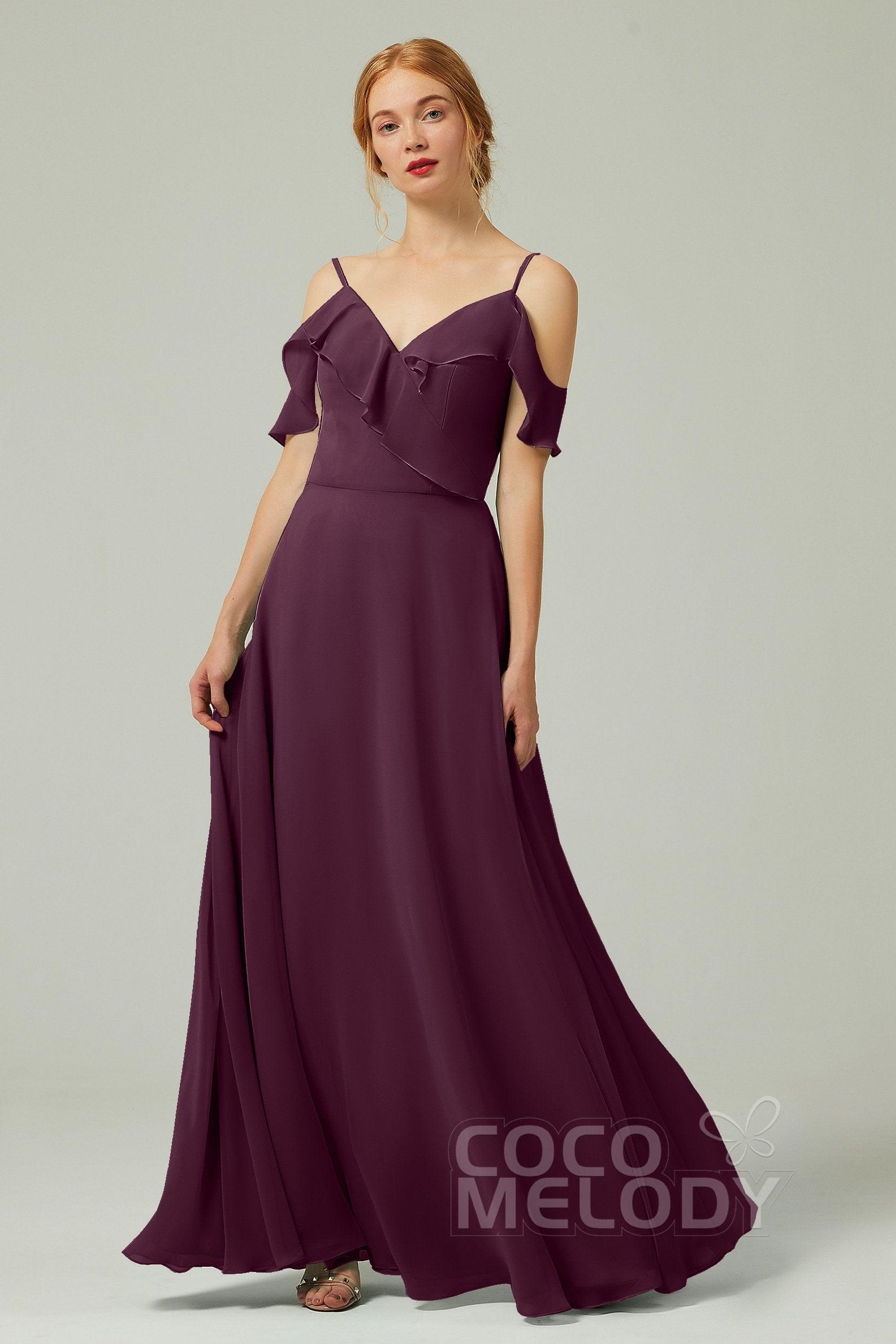 A-Line Floor Length Chiffon Bridesmaid Dress CB0326 - COCOMELODY