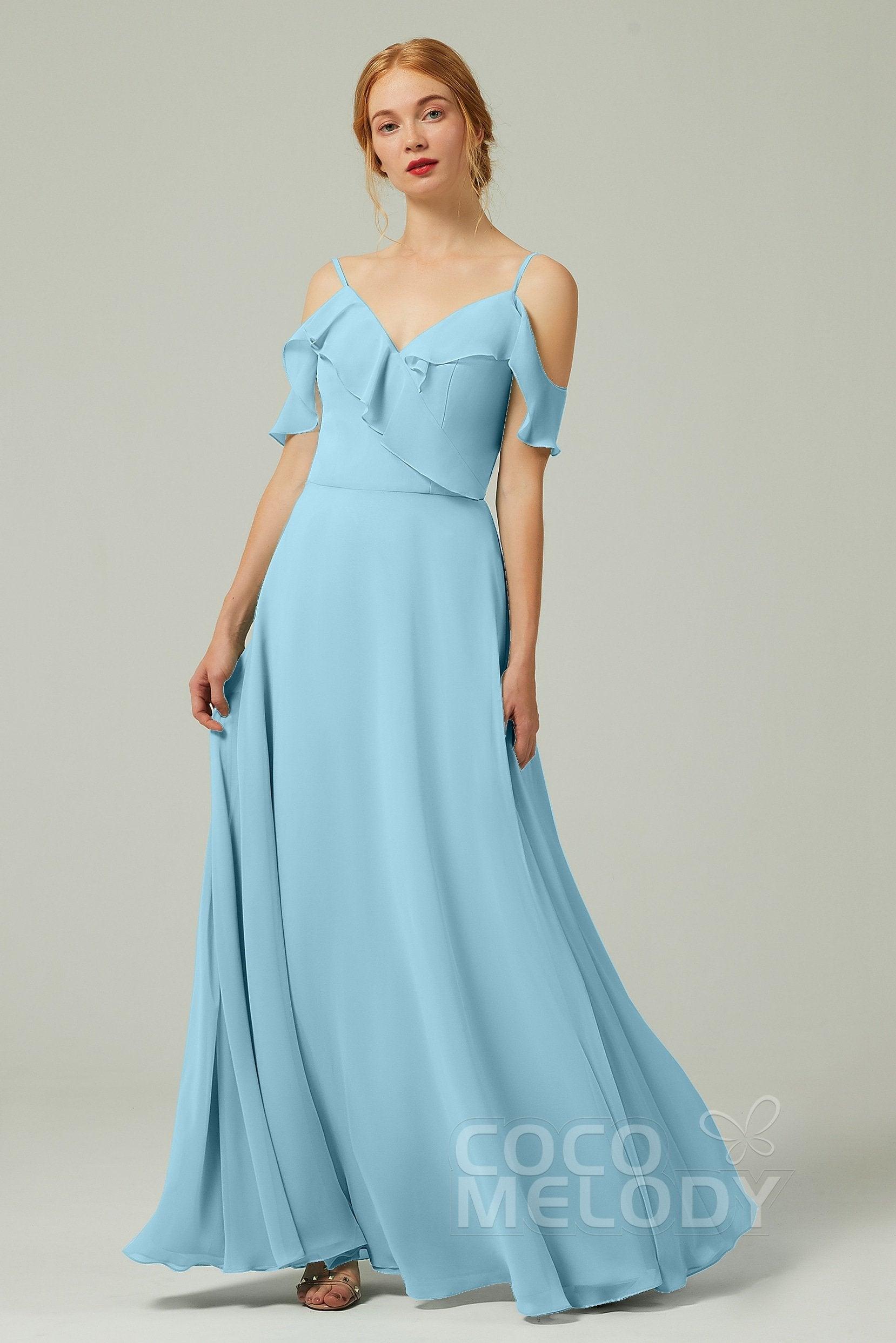 A-Line Floor Length Chiffon Bridesmaid Dress CB0326 - COCOMELODY