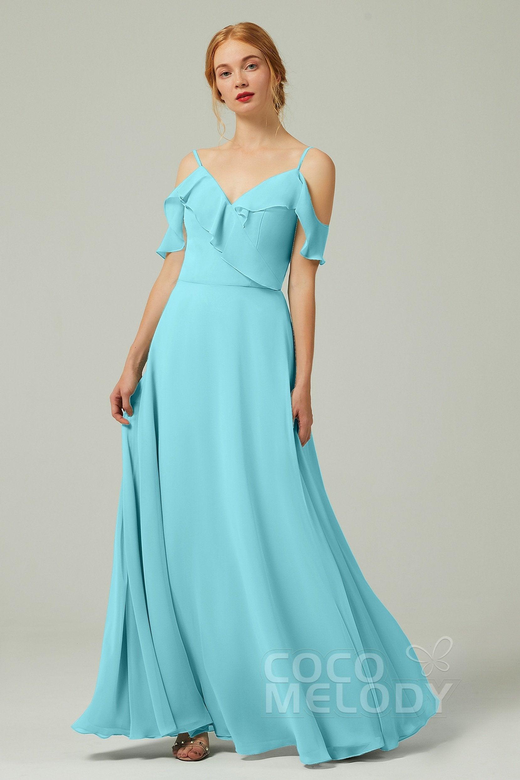 A-Line Floor Length Chiffon Bridesmaid Dress CB0326 - COCOMELODY