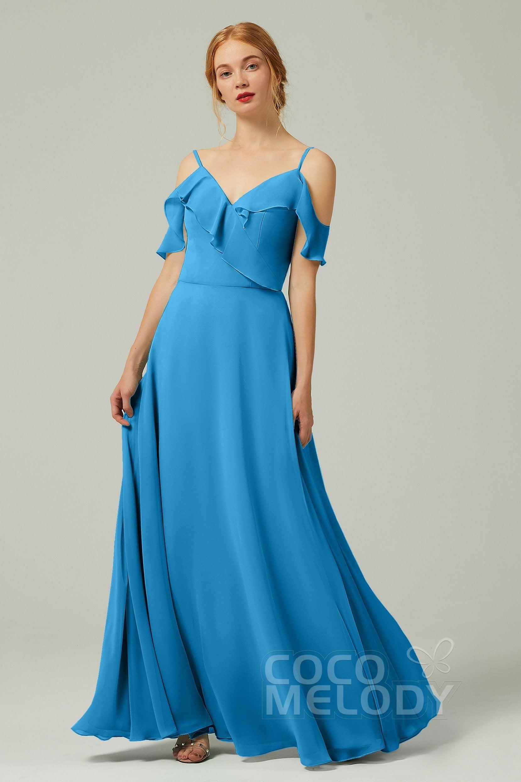A-Line Floor Length Chiffon Bridesmaid Dress CB0326 - COCOMELODY