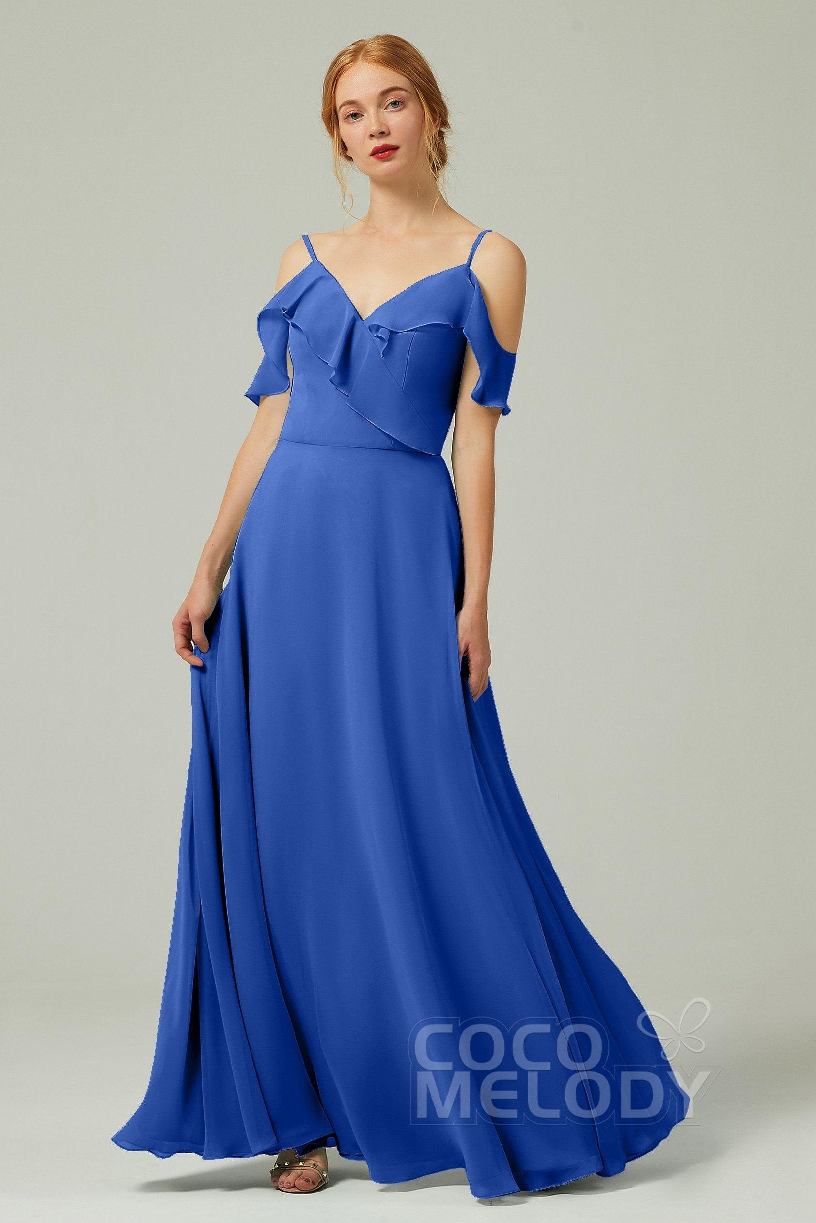 A-Line Floor Length Chiffon Bridesmaid Dress CB0326 - COCOMELODY