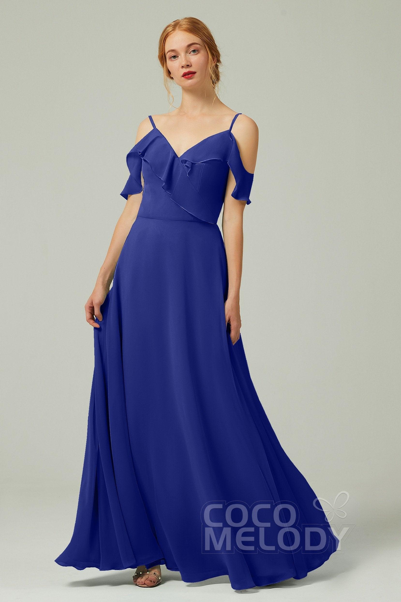 A-Line Floor Length Chiffon Bridesmaid Dress CB0326 - COCOMELODY