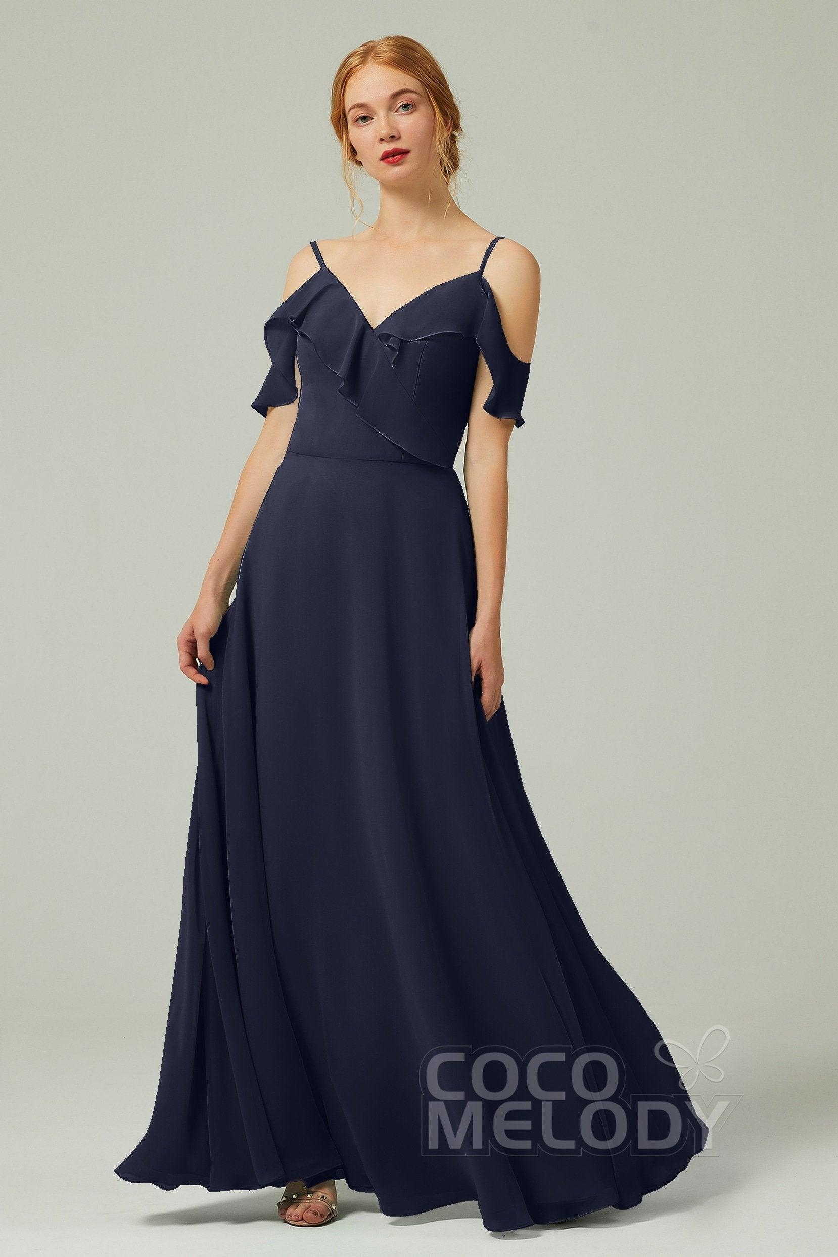 A-Line Floor Length Chiffon Bridesmaid Dress CB0326 - COCOMELODY