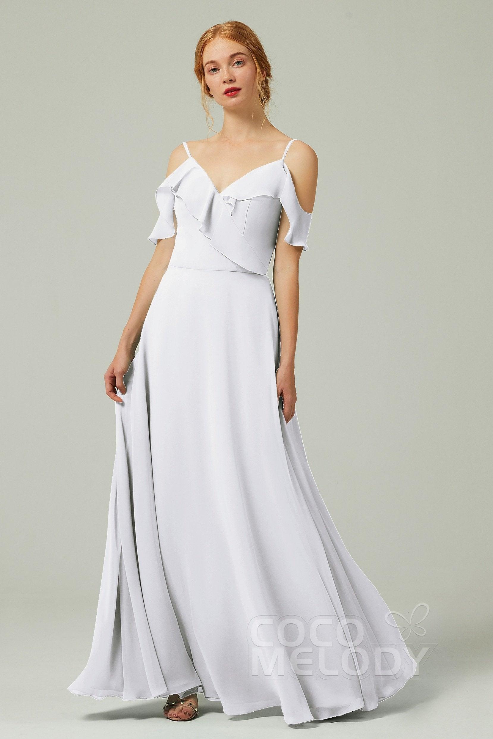 A-Line Floor Length Chiffon Bridesmaid Dress CB0326 - COCOMELODY