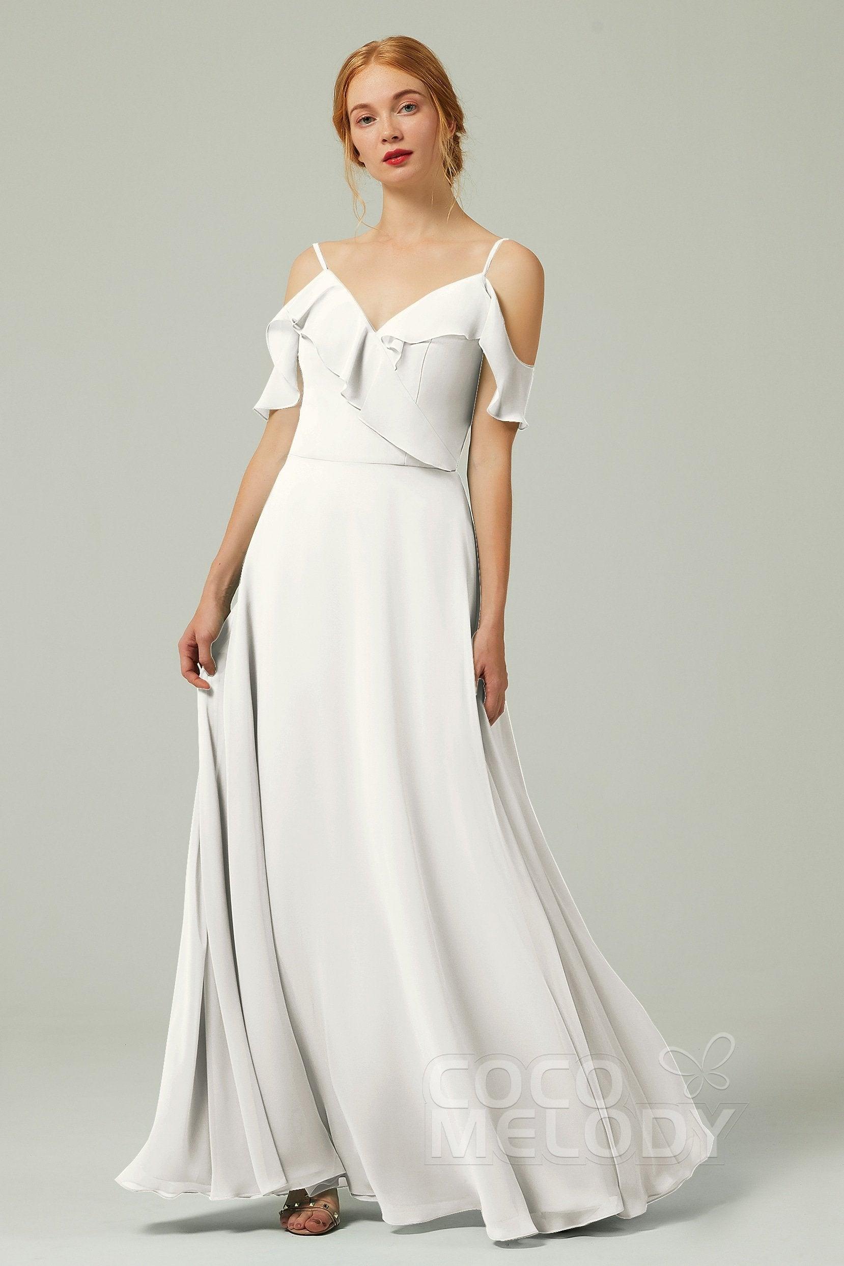 A-Line Floor Length Chiffon Bridesmaid Dress CB0326 - COCOMELODY