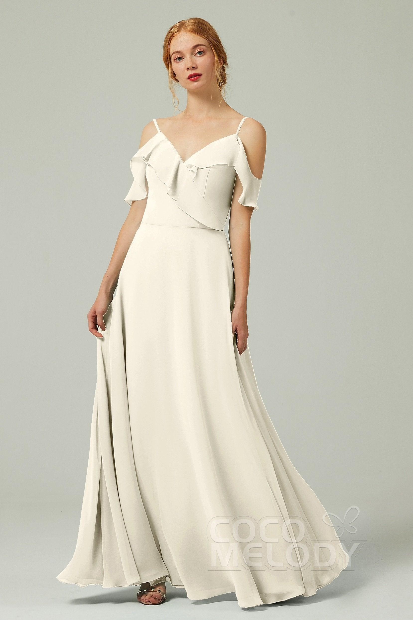 A-Line Floor Length Chiffon Bridesmaid Dress CB0326 - COCOMELODY
