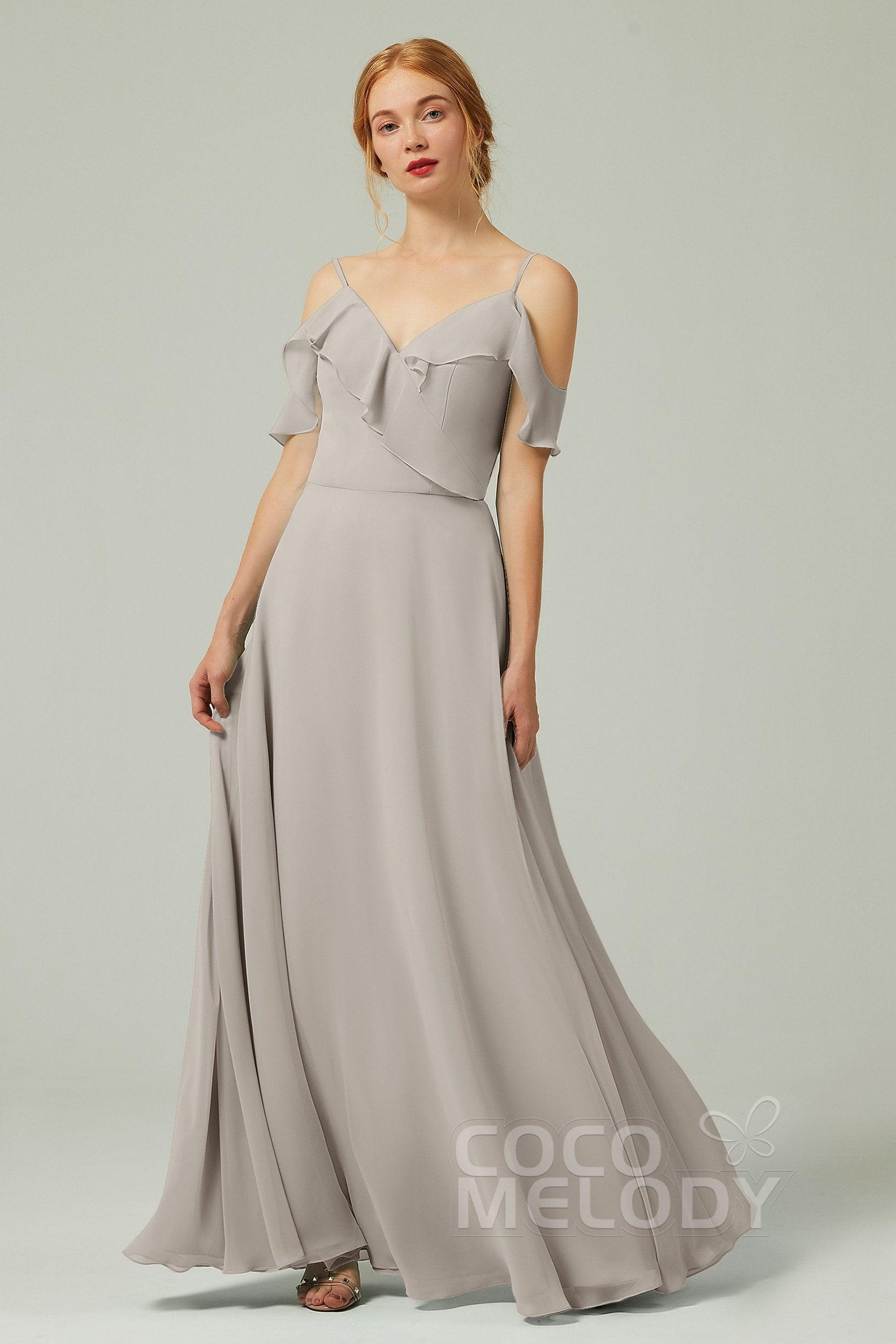 A-Line Floor Length Chiffon Bridesmaid Dress CB0326 - COCOMELODY