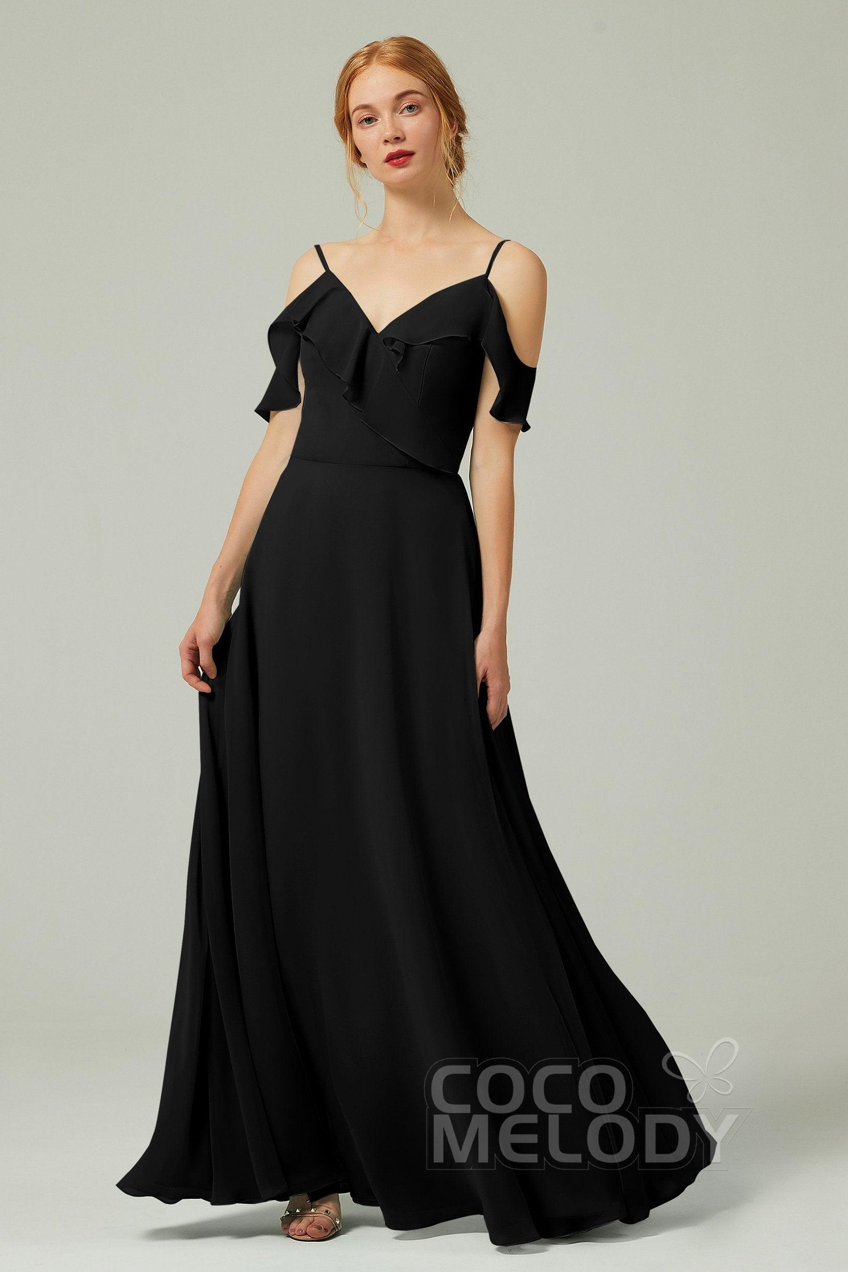 A-Line Floor Length Chiffon Bridesmaid Dress CB0326 - COCOMELODY