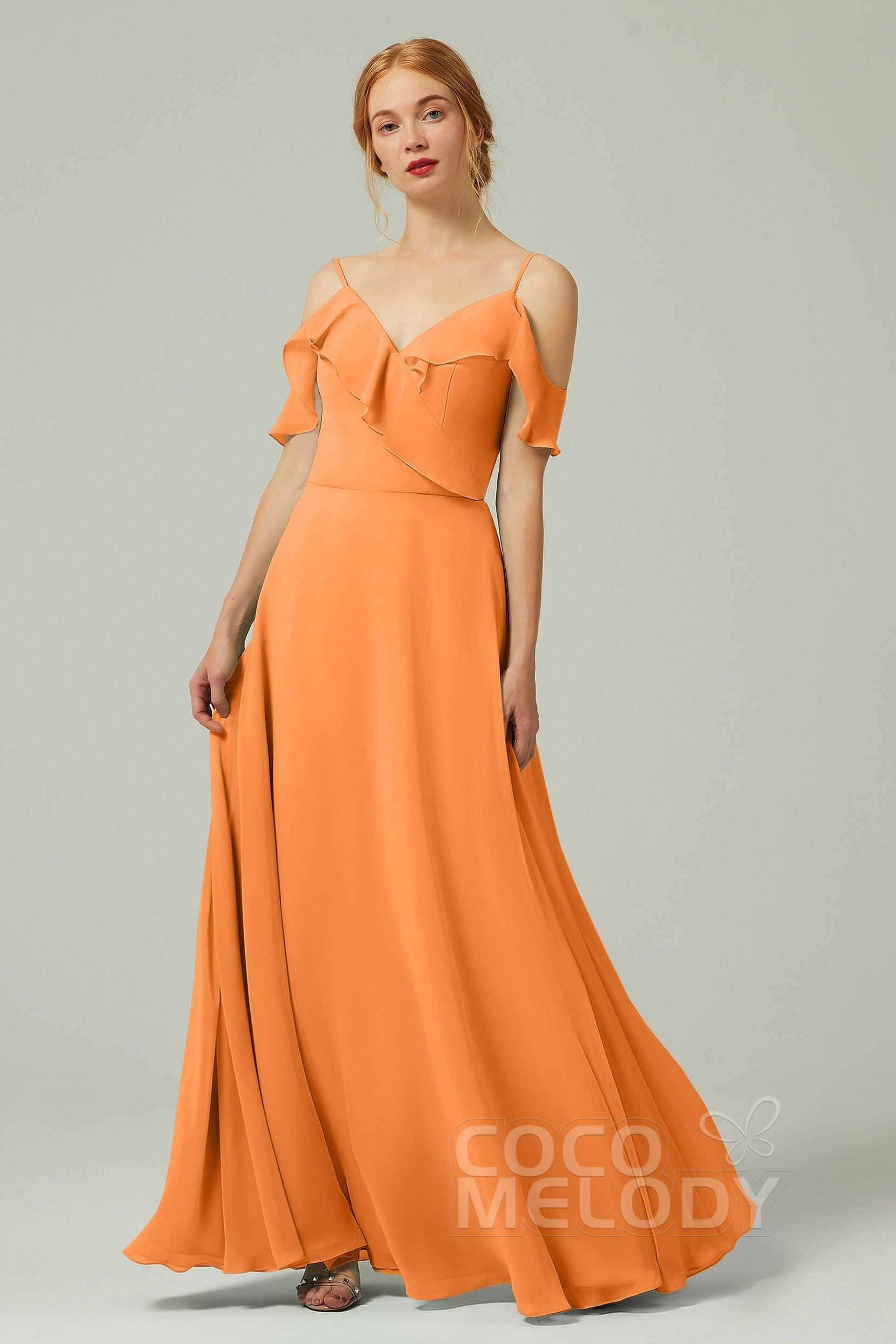 A-Line Floor Length Chiffon Bridesmaid Dress CB0326 - COCOMELODY