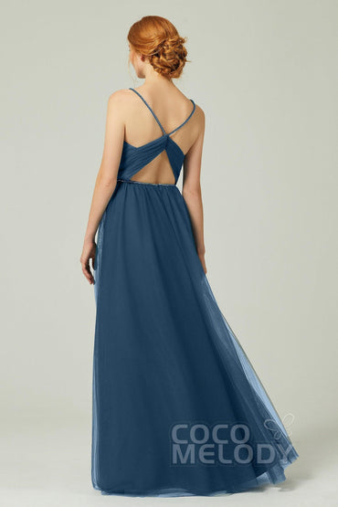 A-Line Floor Length Tulle Bridesmaid Dress CB0327