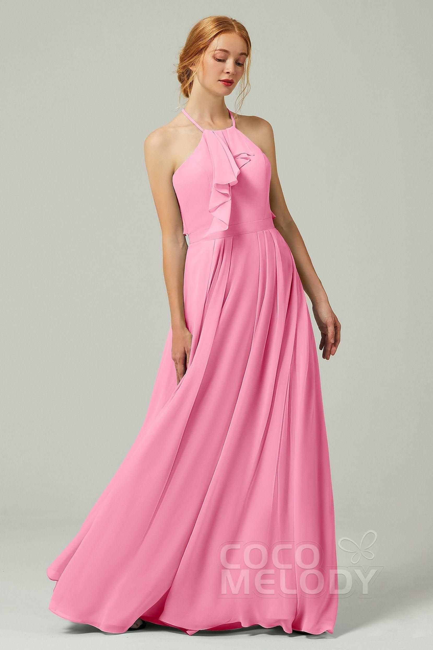 A-Line Floor Length Chiffon Bridesmaid Dress CB0328 - COCOMELODY