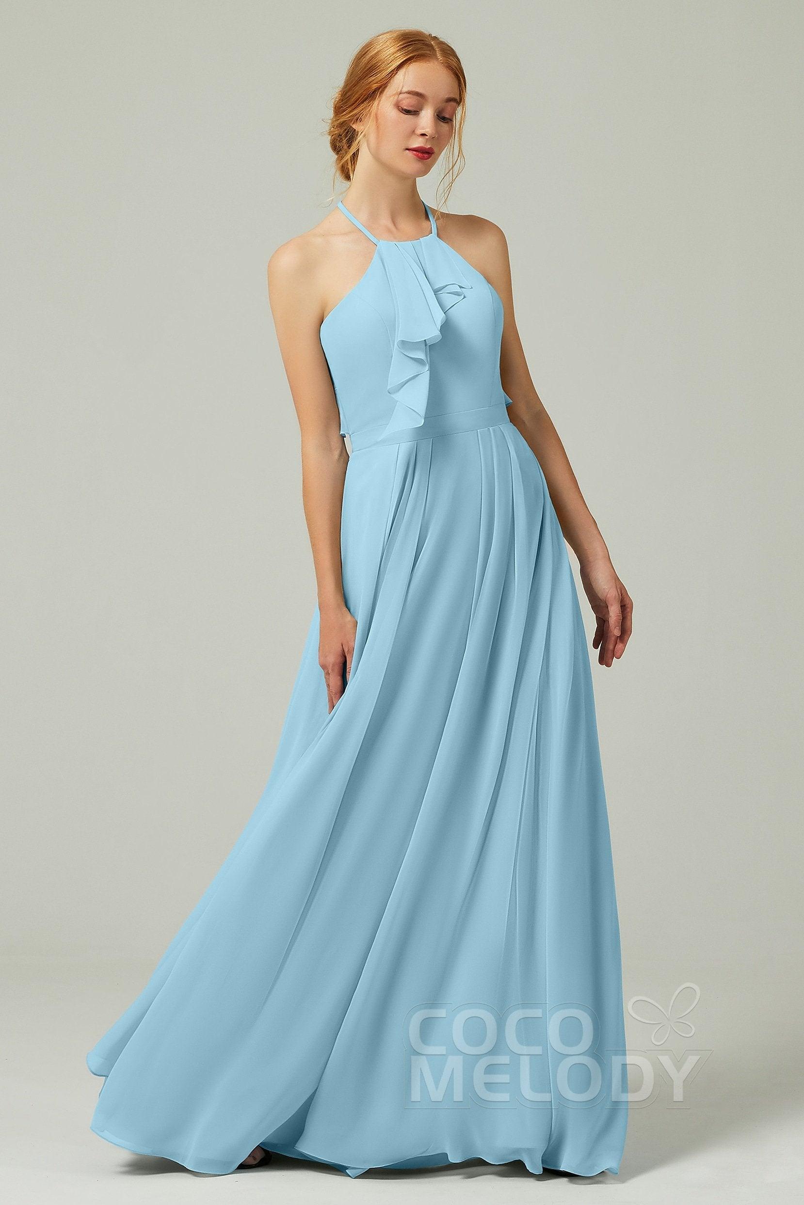 A-Line Floor Length Chiffon Bridesmaid Dress CB0328 - COCOMELODY