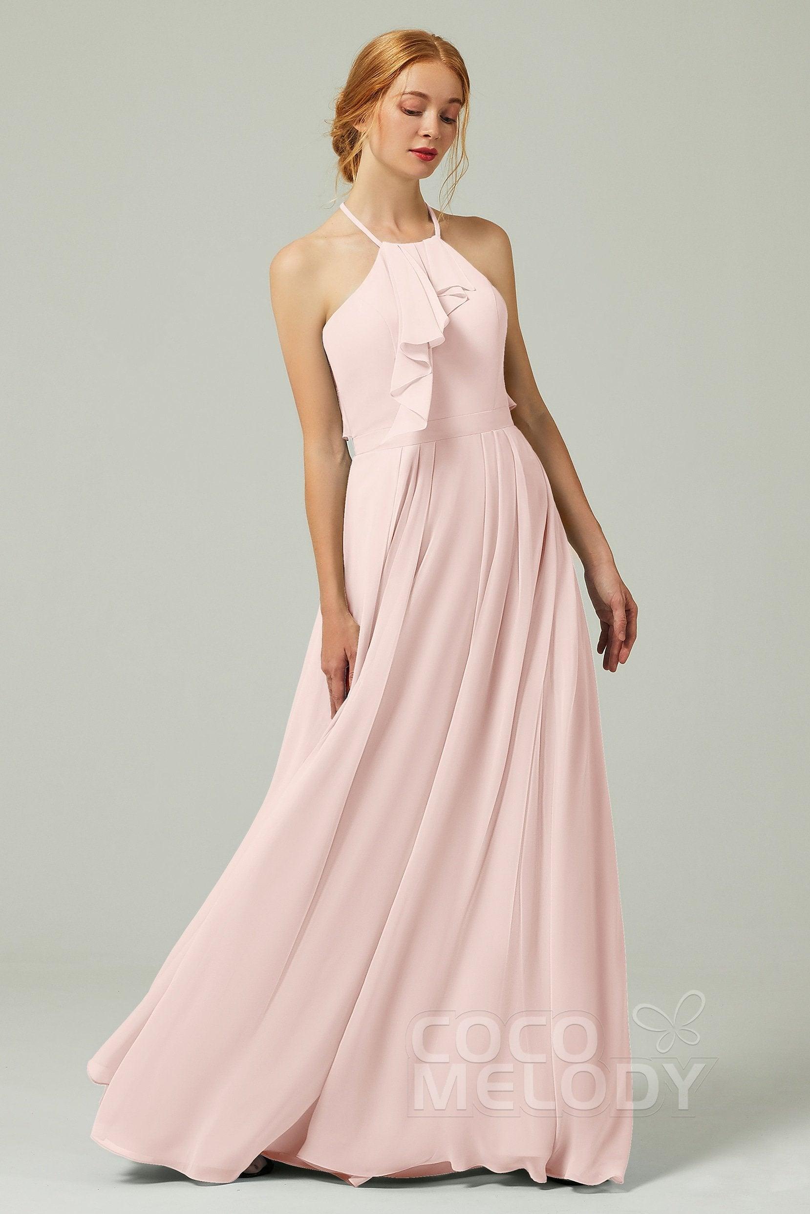 A-Line Floor Length Chiffon Bridesmaid Dress CB0328 - COCOMELODY