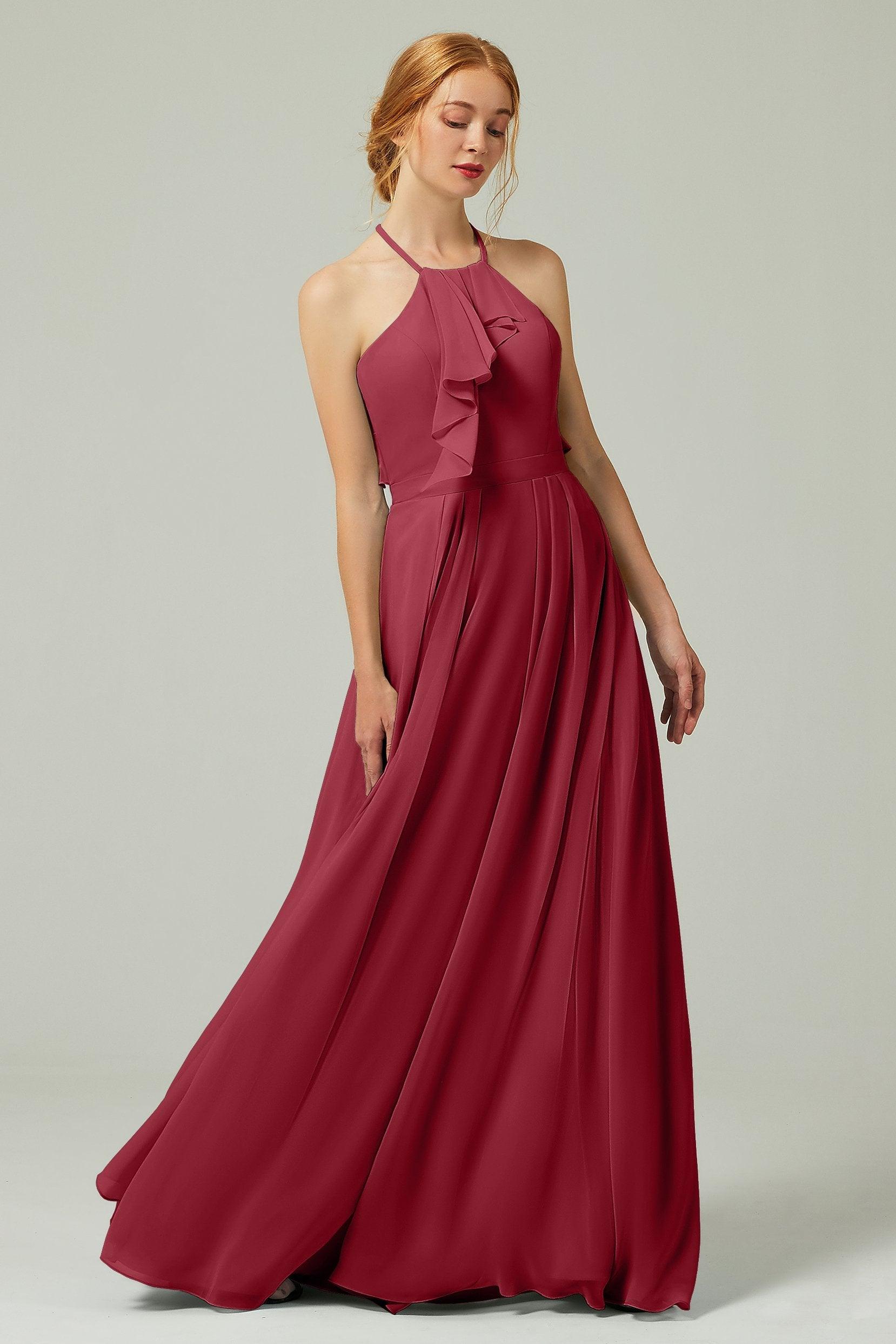A-Line Floor Length Chiffon Bridesmaid Dress CB0328 - COCOMELODY